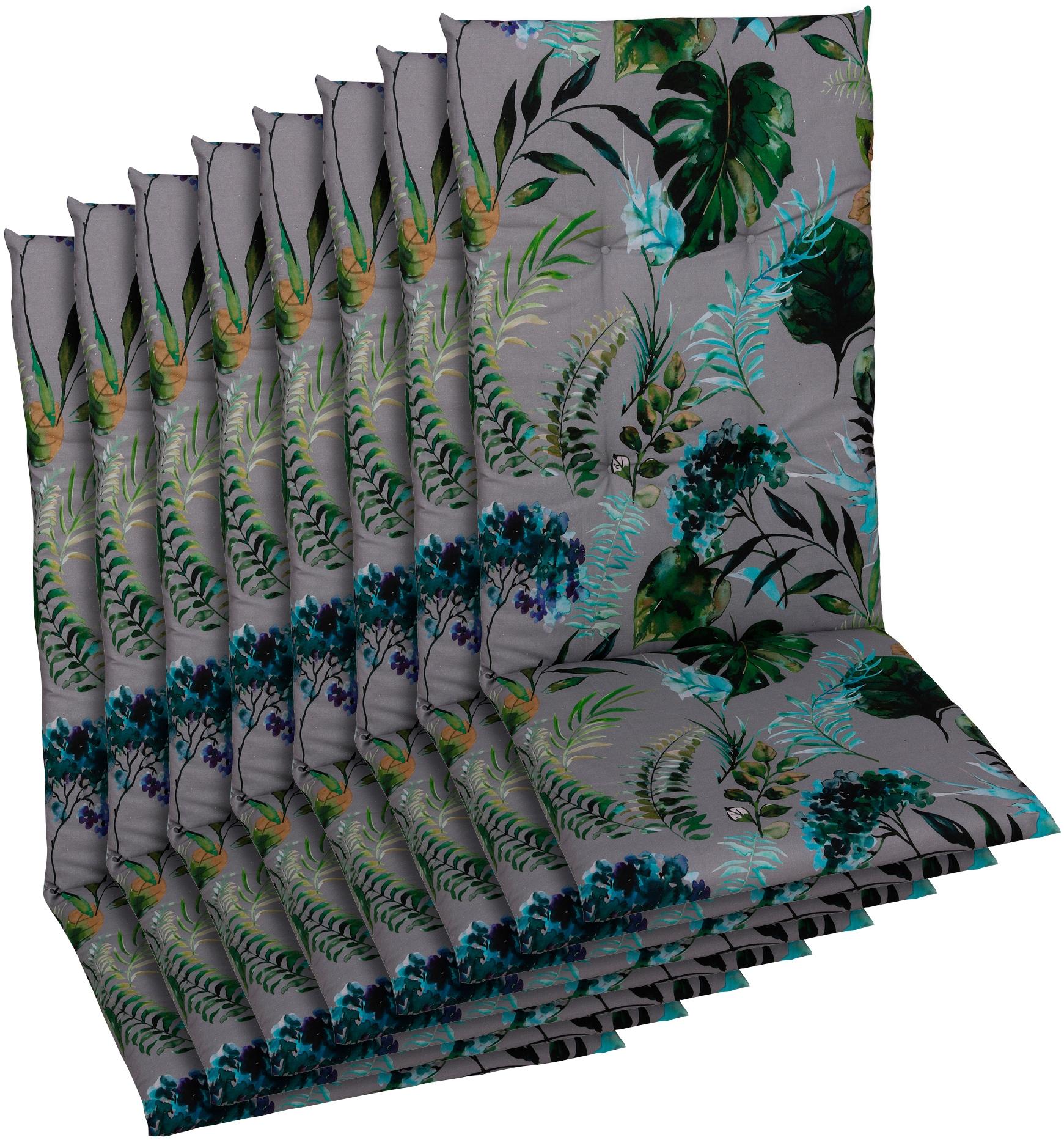 Hochlehnerauflage GO-DE, bunt (grün, anthra), B:48cm H:5cm T:118cm, Baumwolle, Polyester, Polyurethan, Polsterauflagen, Maße ca.: 48 cm x 118 cm x 5