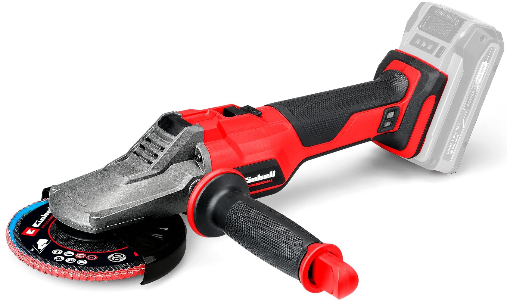 Akku-Winkelschleifer EINHELL “Flachkopf-Winkelschleifer TP-AG 18/125 F Li BL-Solo”, rot (rot, schwarz), B:24,8cm H:9cm L:35,3cm,