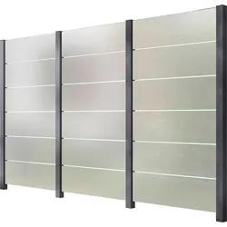 Zaun STAKET PRO, grau, Pfosten: 4 Stk., Aluminium, Glas, Zaunelemente, Glaszaun, Gesamtlänge: 3,361 m, 4 Pfosten