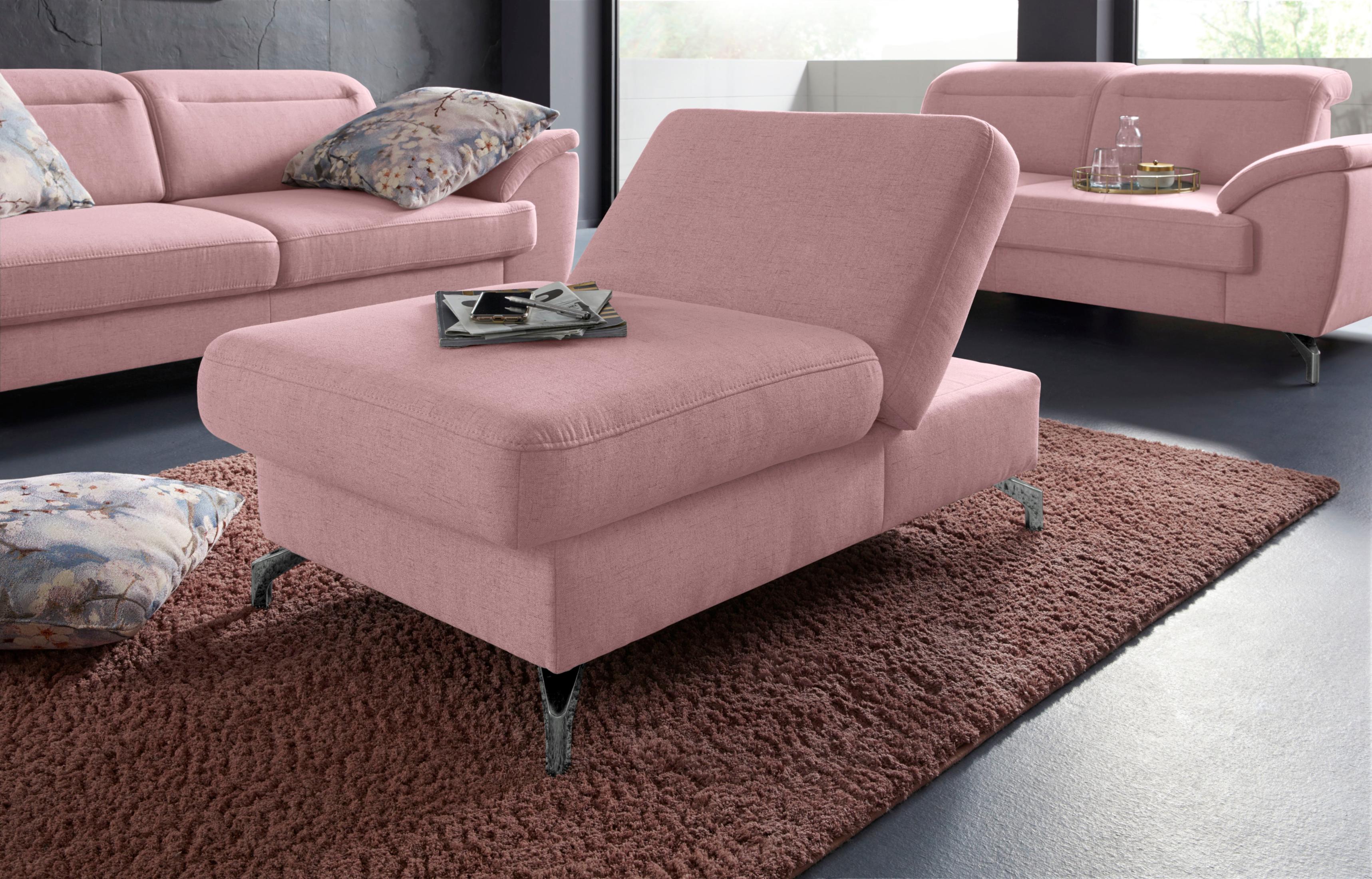Hocker SIT & MORE "Percy", rosa (altrosa), B:114cm H:43cm T:71cm, Hocker, Sitzhocker, Fußhöhe 12 cm, mit Klappfunktion, wahlweise in 2 Fußfarben