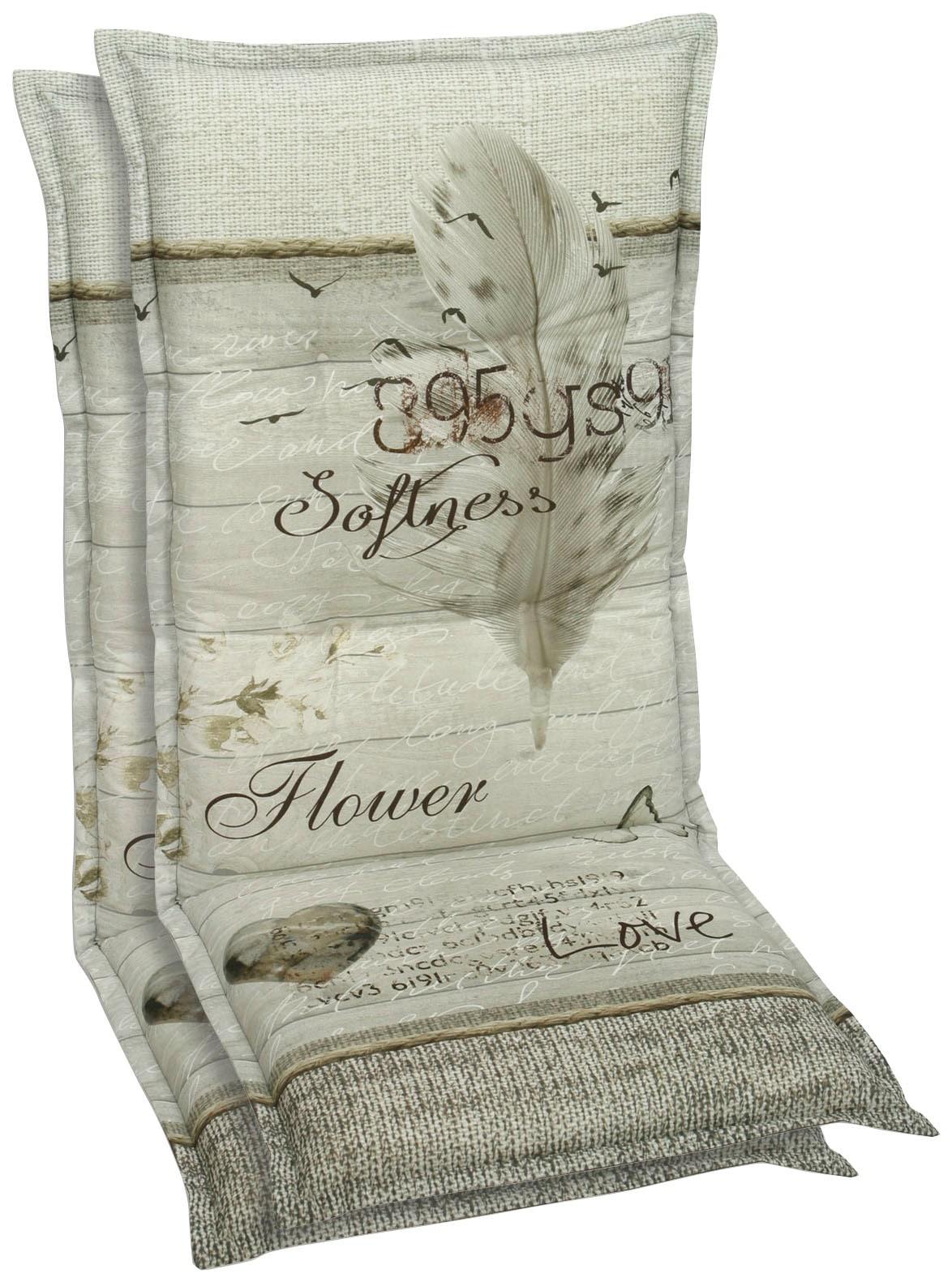 Sesselauflage GO-DE, grau (grau, braun), B:110cm H:7cm T:50cm, Obermaterial: 100% Baumwolle, Polsterauflagen