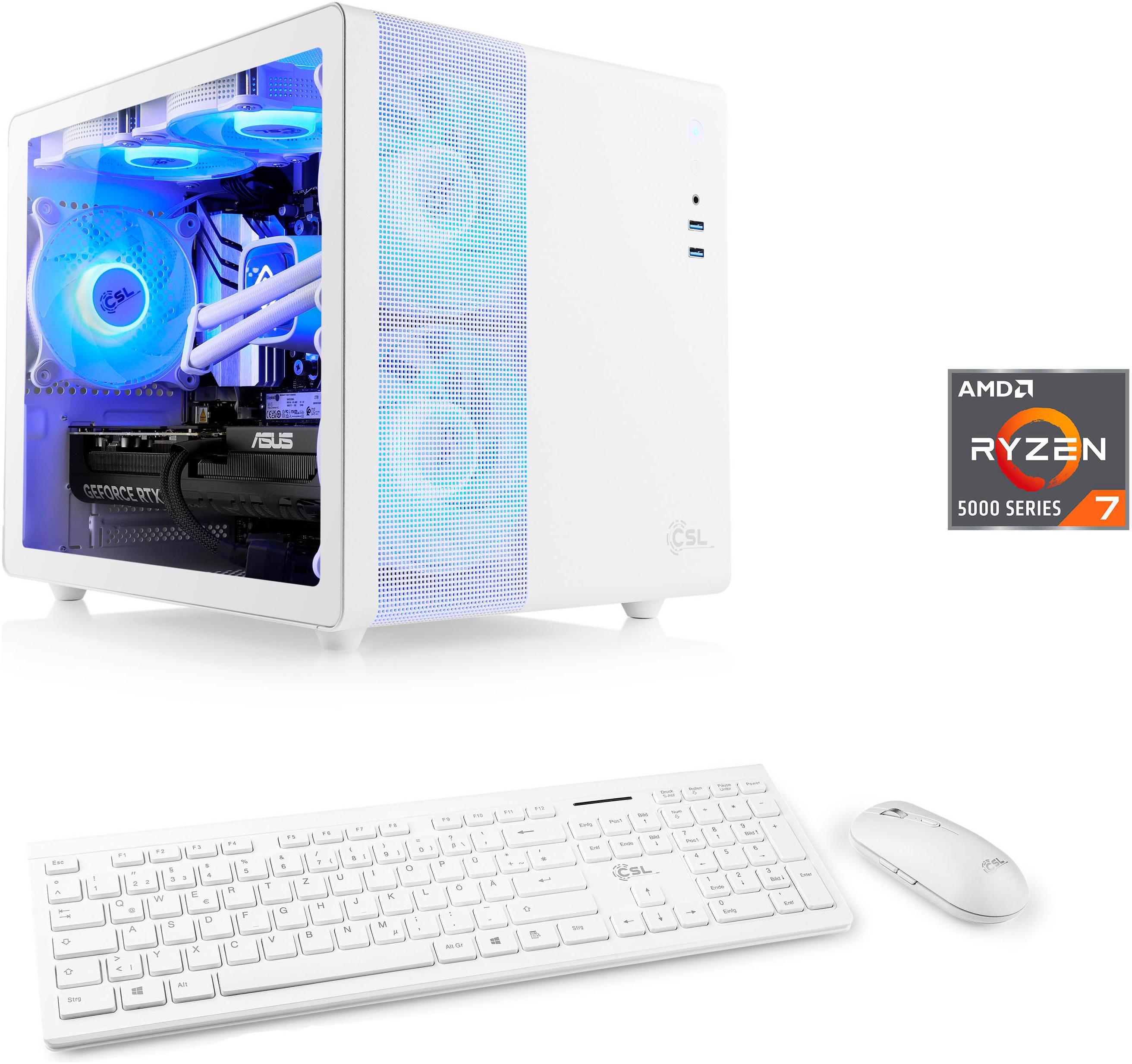 CSL PC "Cube V24209", weiß, Microsoft Windows 11 Home (64 Bit), GeForce RTX 4060, 32 GB RAM 1.000 GB SSD, Desktop-PCs, PC