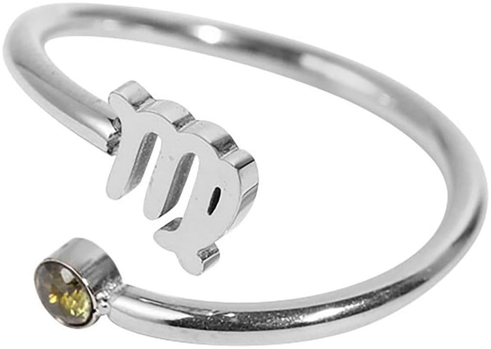Fingerring FIRETTI "Schmuck Geschenk Damenring Sternzeichen", silber (silberfarben), Fingerringe, Damen, 5 g, Jungfrau, Edelstahl, 1,2mm, Fingerring,