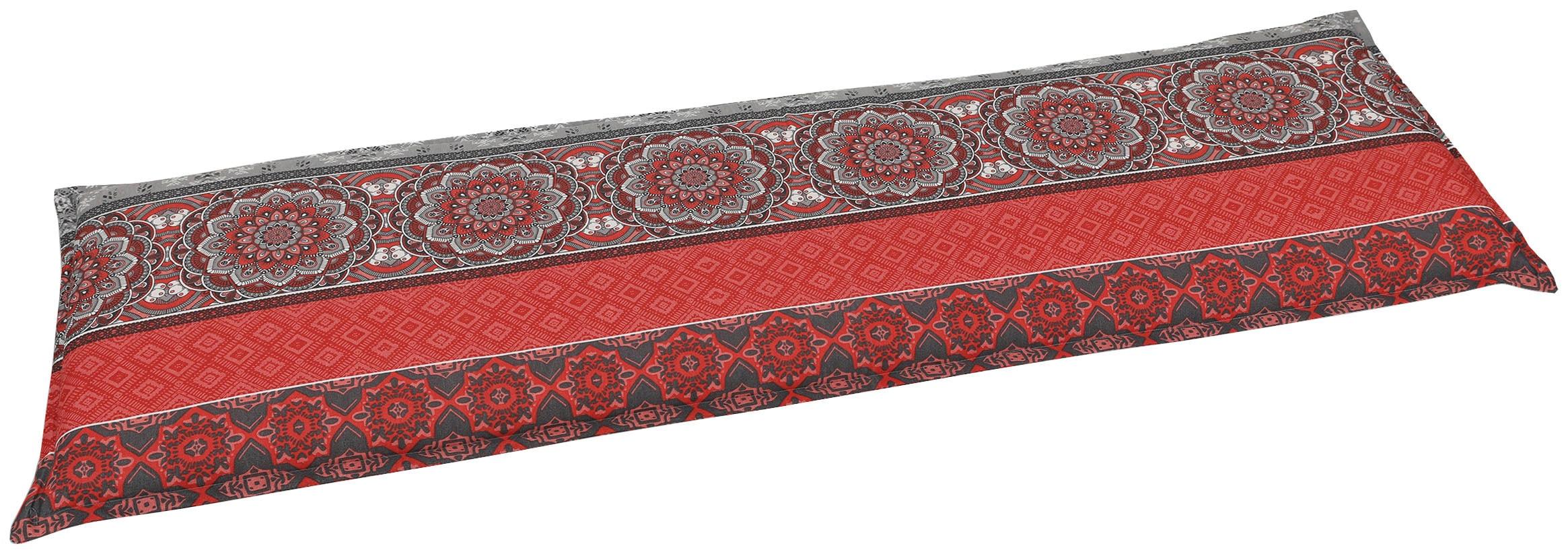 Bankauflage GO-DE, rot (rot, grau), B:148cm H:6cm T:45cm, Bezug: 65% Polyester, 35% Baumwolle, Polsterauflagen, Bankauflage
