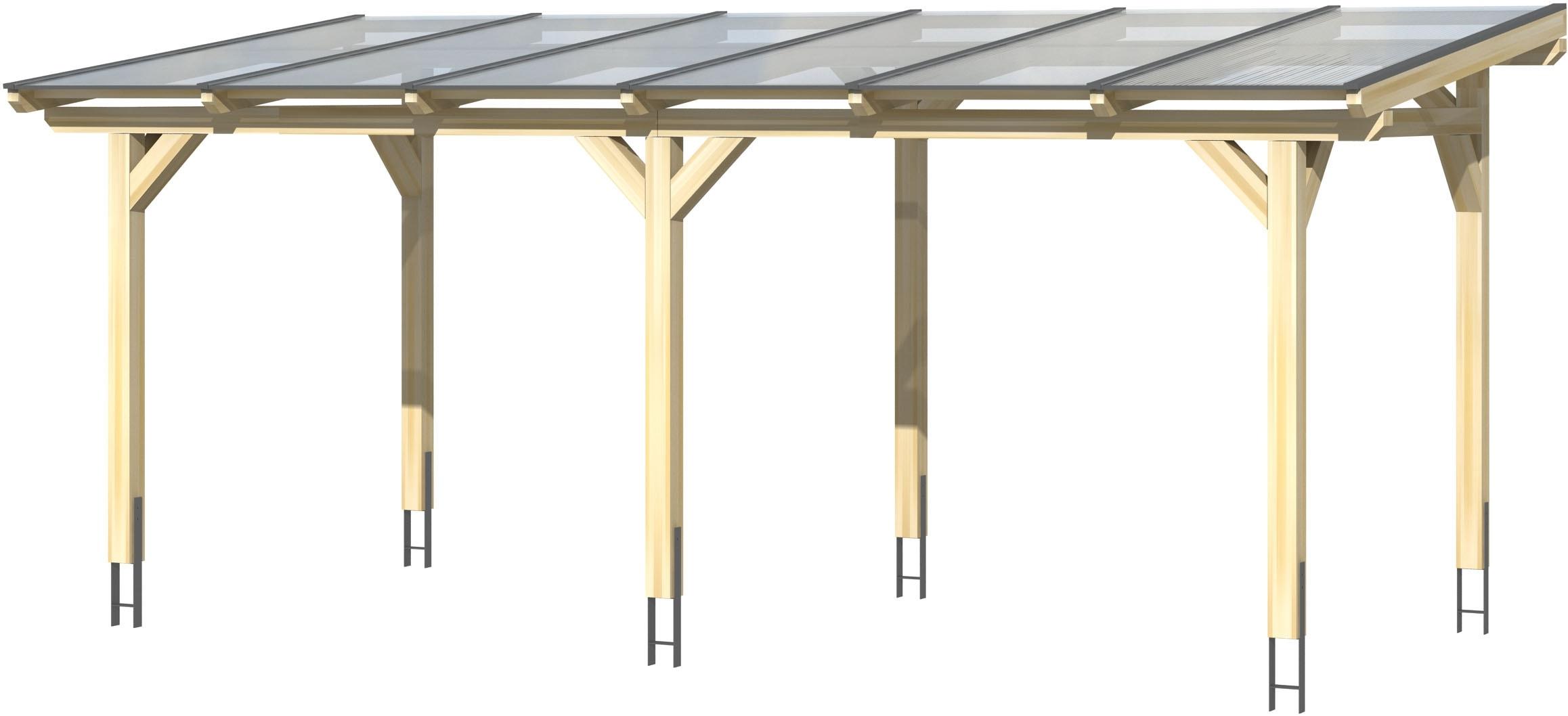 Terrassendach SKANHOLZ "Siena", weiß, B:648cm T:400cm, Polycarbonat (PC), Terrassenüberdachungen, Leimholz