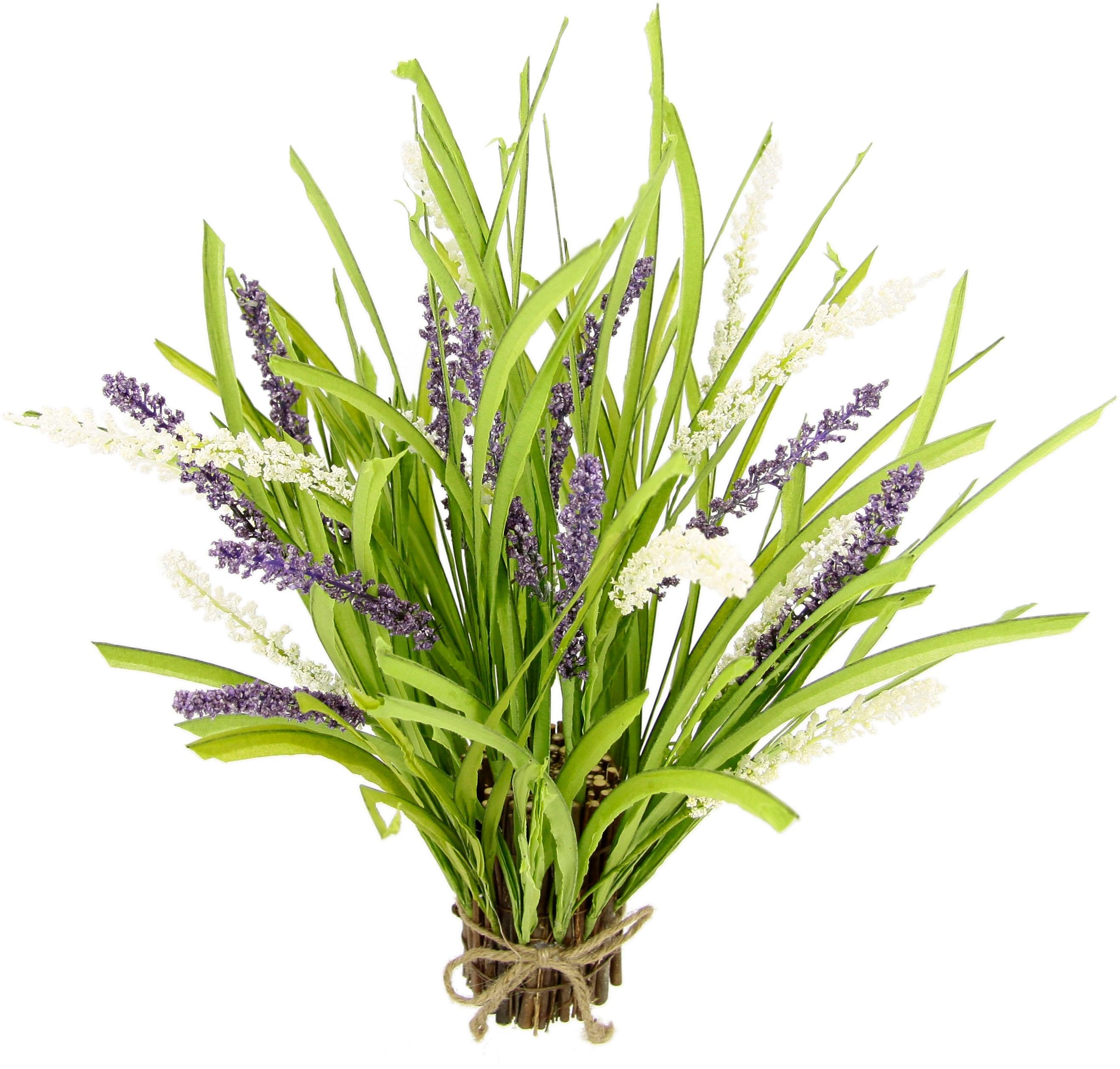 Kunstpflanze I.GE.A. "Grasbündel", lila (violett, weiß), B:25cm H:40cm L:40cm, Obermaterial: 90% Polyester, 5% Holz, 5% Kunststoff, Kunstpflanzen,