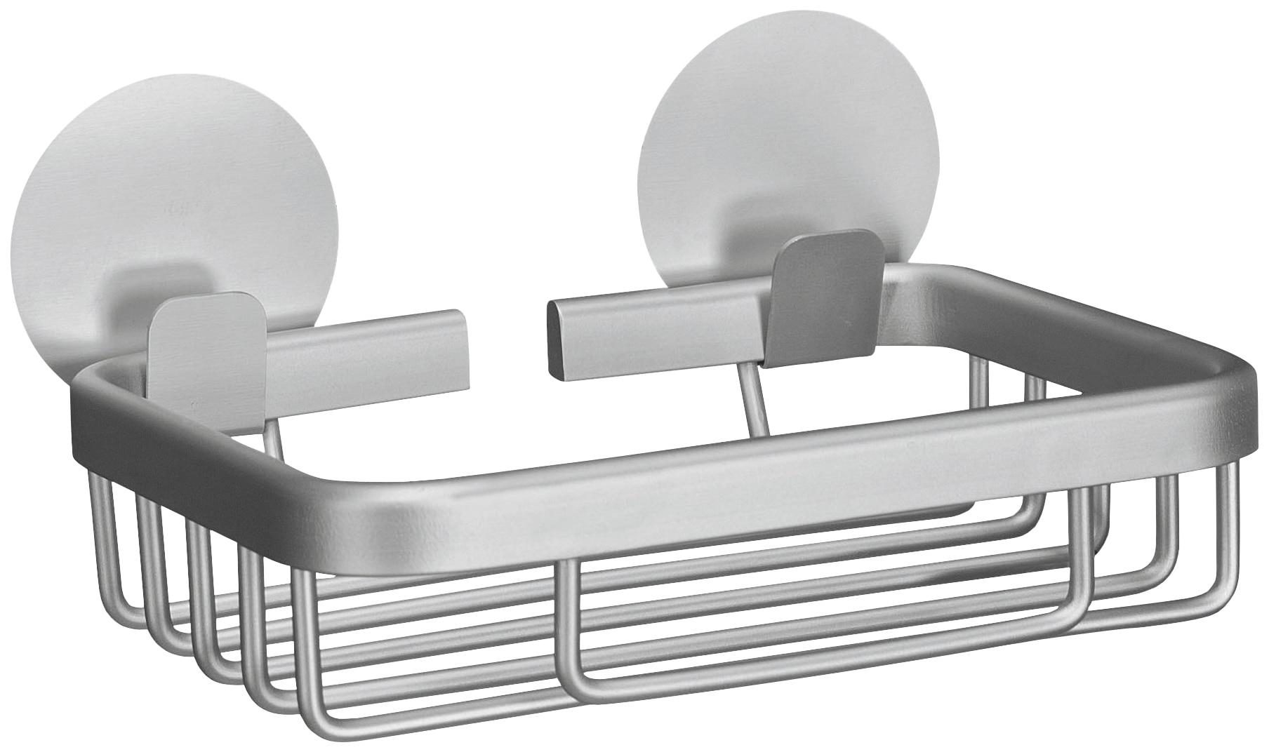 Seifenablage KLEINE WOLKE "Rocco", grau (silberfarben), B:14cm H:3,7cm T:11,4cm, Aluminium, Seifenhalter, Aluminium