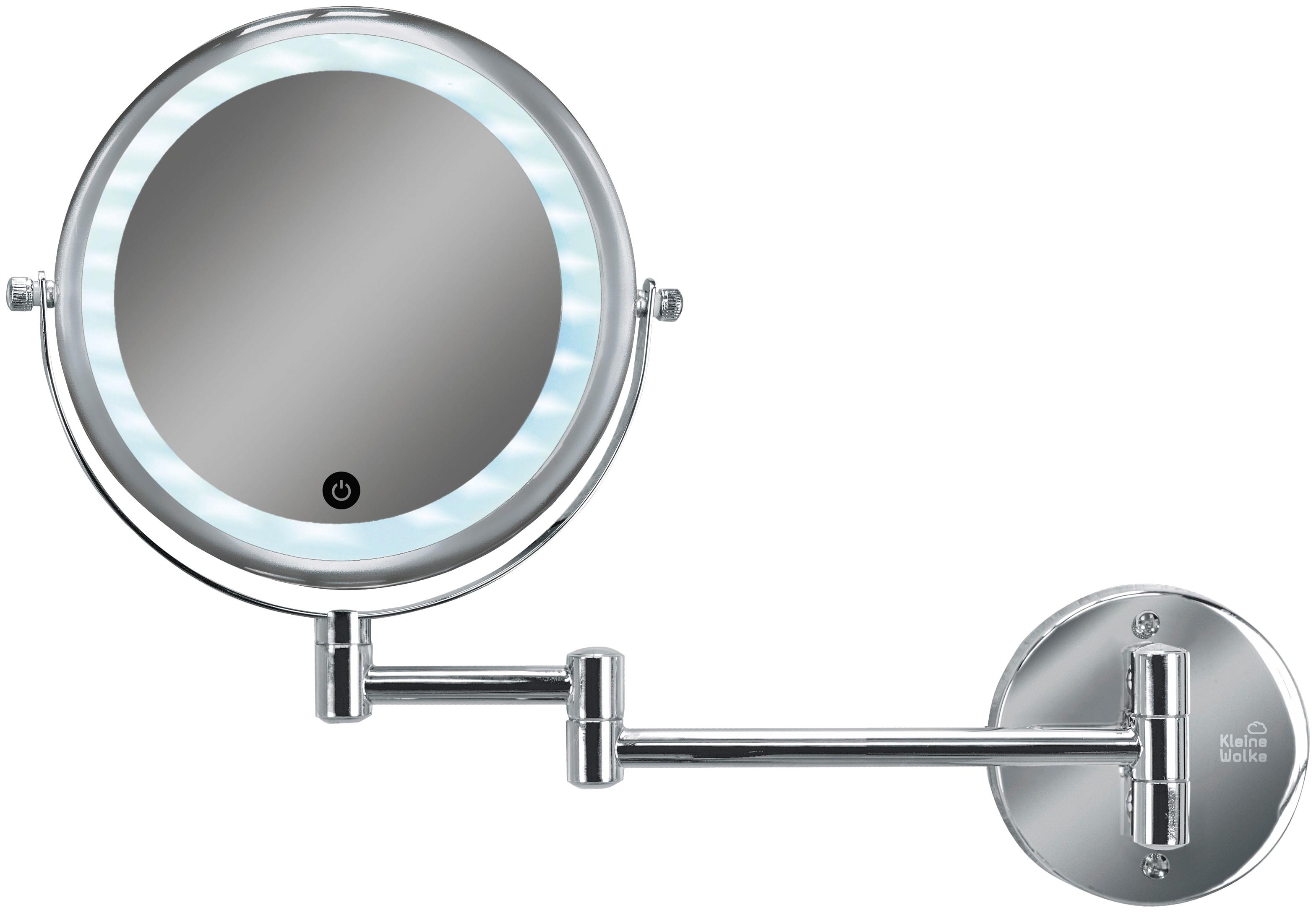 Kosmetikspiegel KLEINE WOLKE "Lumi Mirror", silber, H:36cm T:4cm, Glas, Metall, Spiegel, 7-fach Vergrösserung