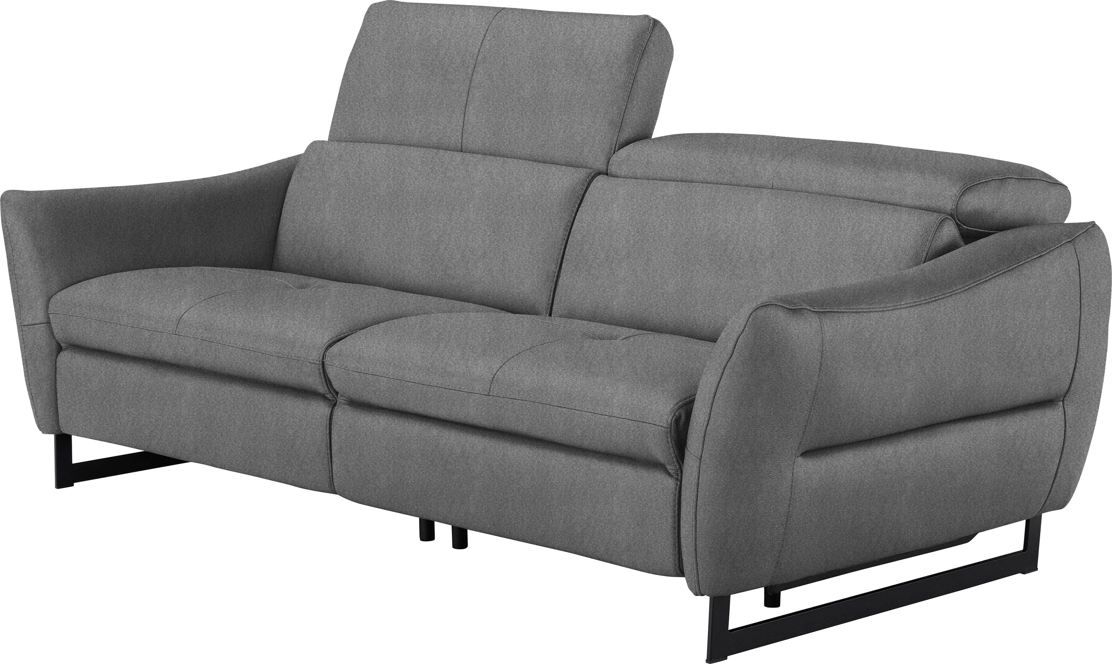 2,5-Sitzer EGOITALIANO "Dafne, elegantes Designsofa mit hohem Sitzkomfort", grau (steingrau), B:208cm H:97cm T:108cm, Luxus-Micofaser Lederoptik (100% Polyester) ist ein neues technisches Gewebe mit einem visuellen und taktilen Aspekt, der dem Nubuk 