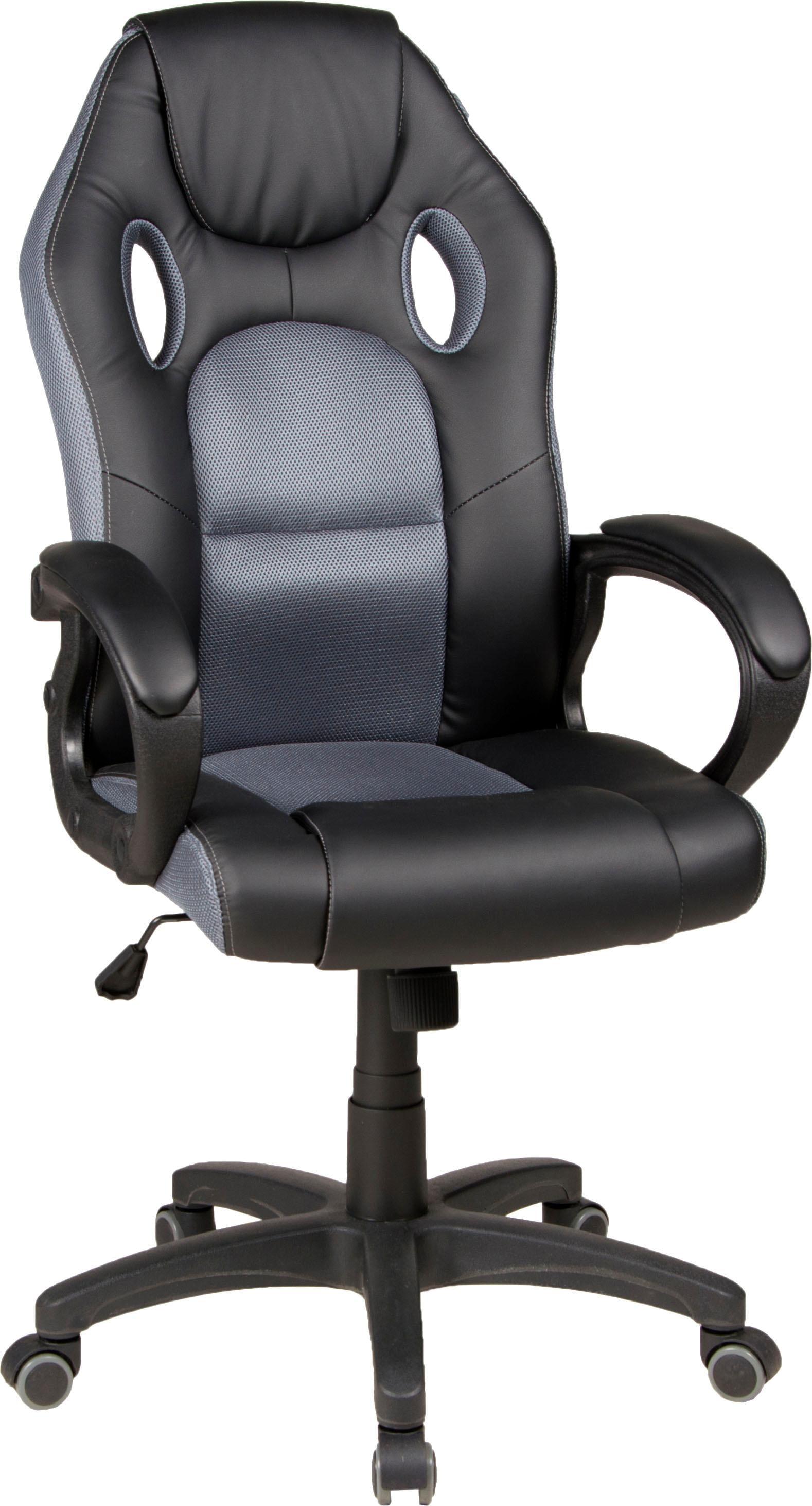 Gaming-Stuhl DUO COLLECTION “Riley”, schwarz (schwarz, grau), Kunstleder Netzstoff, Stühle, Gaming-Stuhl