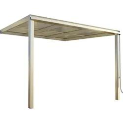 Terrassendach BECKMANN "Exklusiv Gr. 5", grau (alu natur), B:307cm T:321,7cm, Aluminium, Kunststoff, Terrassenüberdachungen