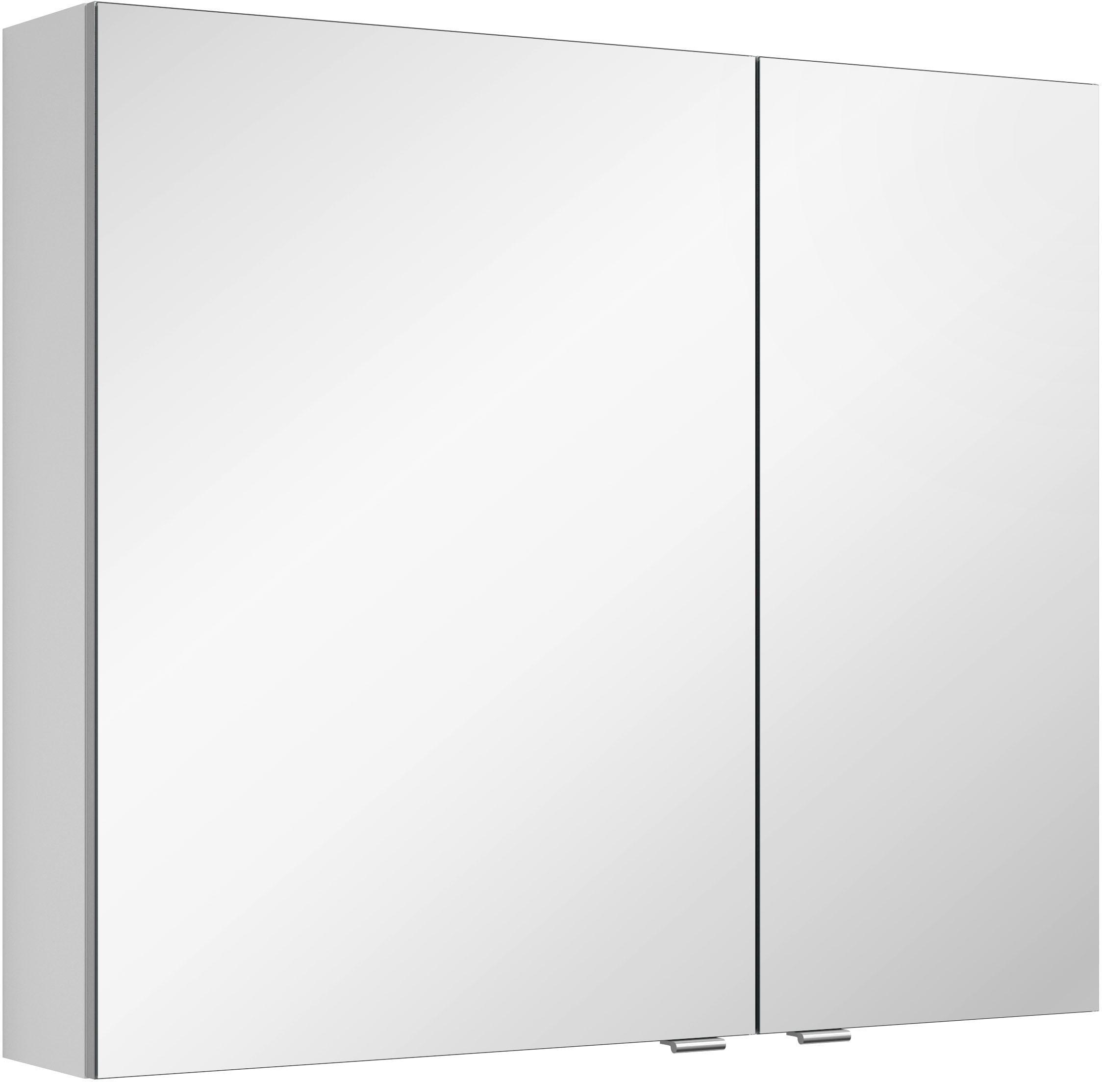 Spiegelschrank SAPHIR "3980", weiß (weiß seidenglanz), B:80cm H:68,2cm T:17,6cm, Schränke, Spiegelschrank, vormontiert