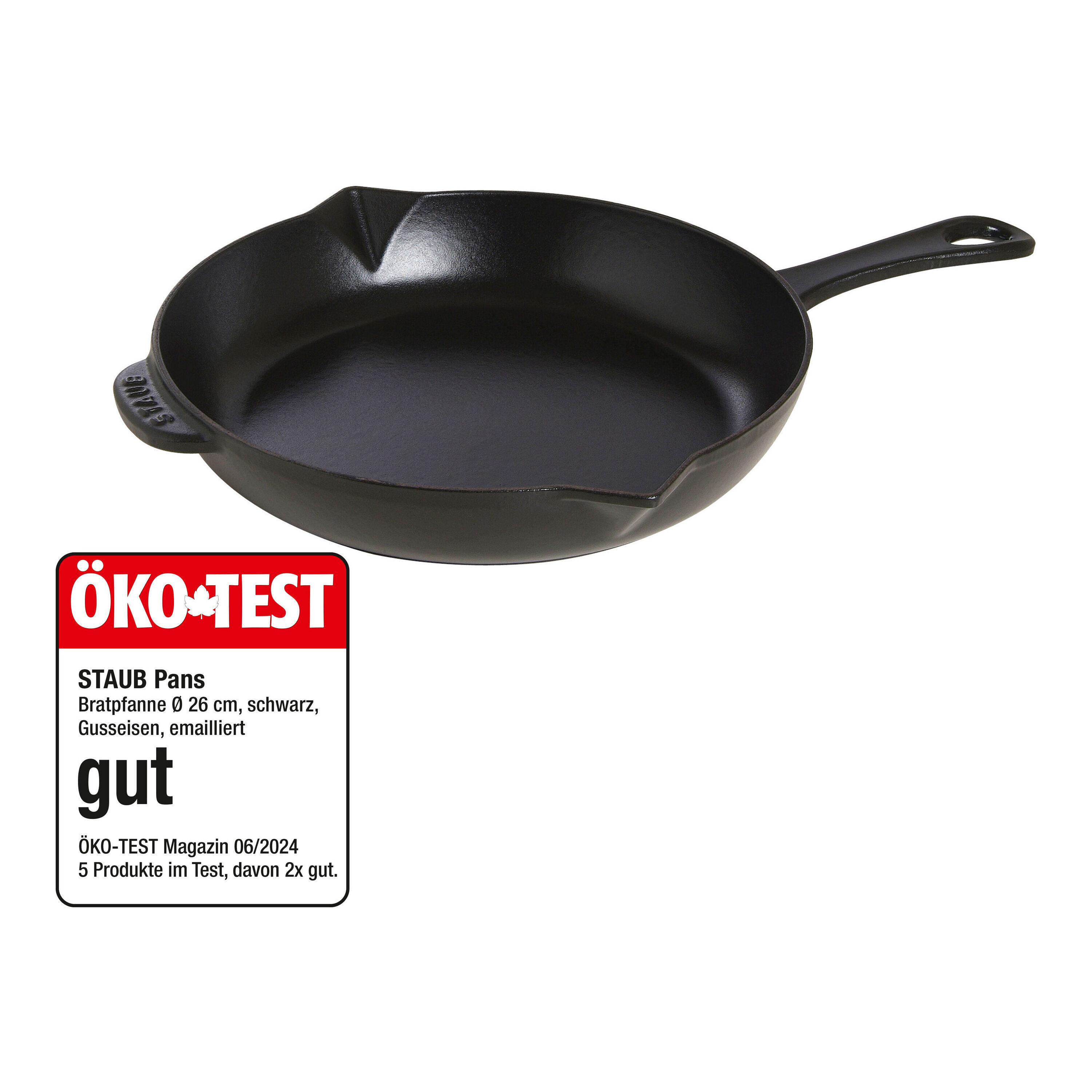 Staub Pans Bratpfanne 26 cm, rund, Schwarz, Gusseisen