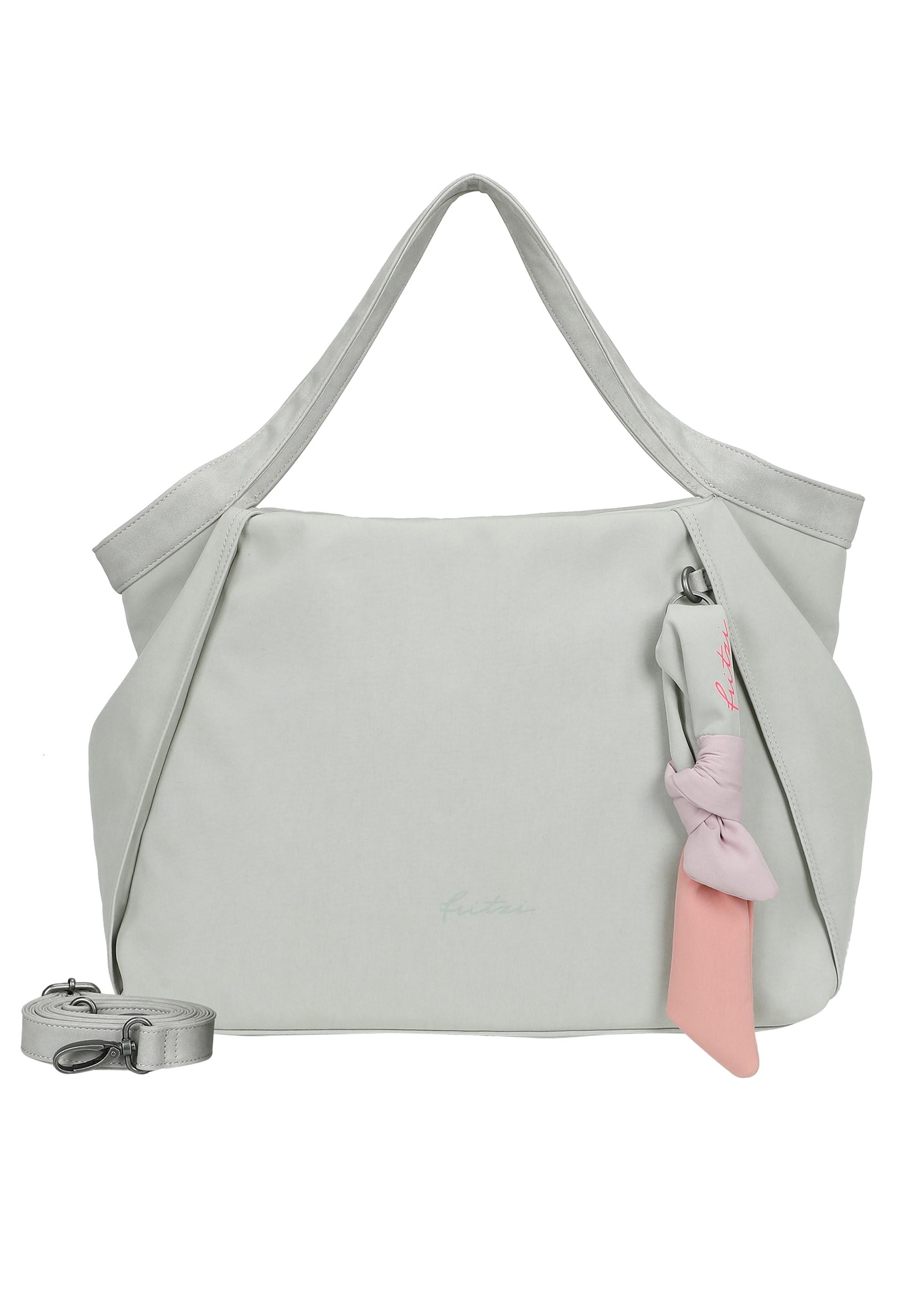 Schultertasche FRITZI AUS PREUSSEN "Slouchy", Damen, Gr. B/H/T: 48cm x 30cm x 48cm, grau, Nylon, unifarben, Taschen Schultertasche, mit