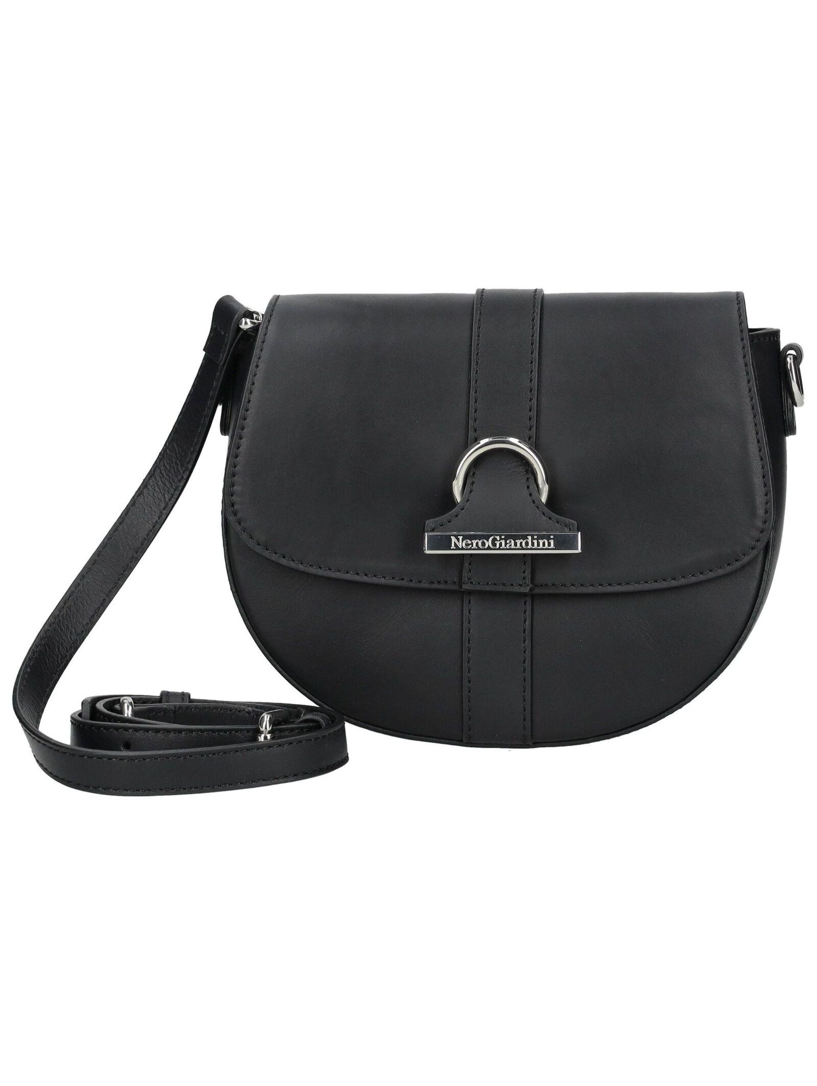 Umhängetasche NERO GIARDINI "Nero Giardini Taschen Leder", Damen, Gr. onesize, schwarz, Leder, Taschen Umhängetasche