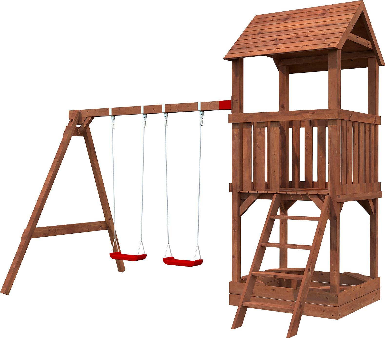 Spielturm PALMAKO "JESPER SET 2", braun, Spieltürme, KinderB:366cm H:314cm T:305cm, Holzwerkstoff, BxTxH: 366x305x314 cm, B:366cm H:314cm T:305cm