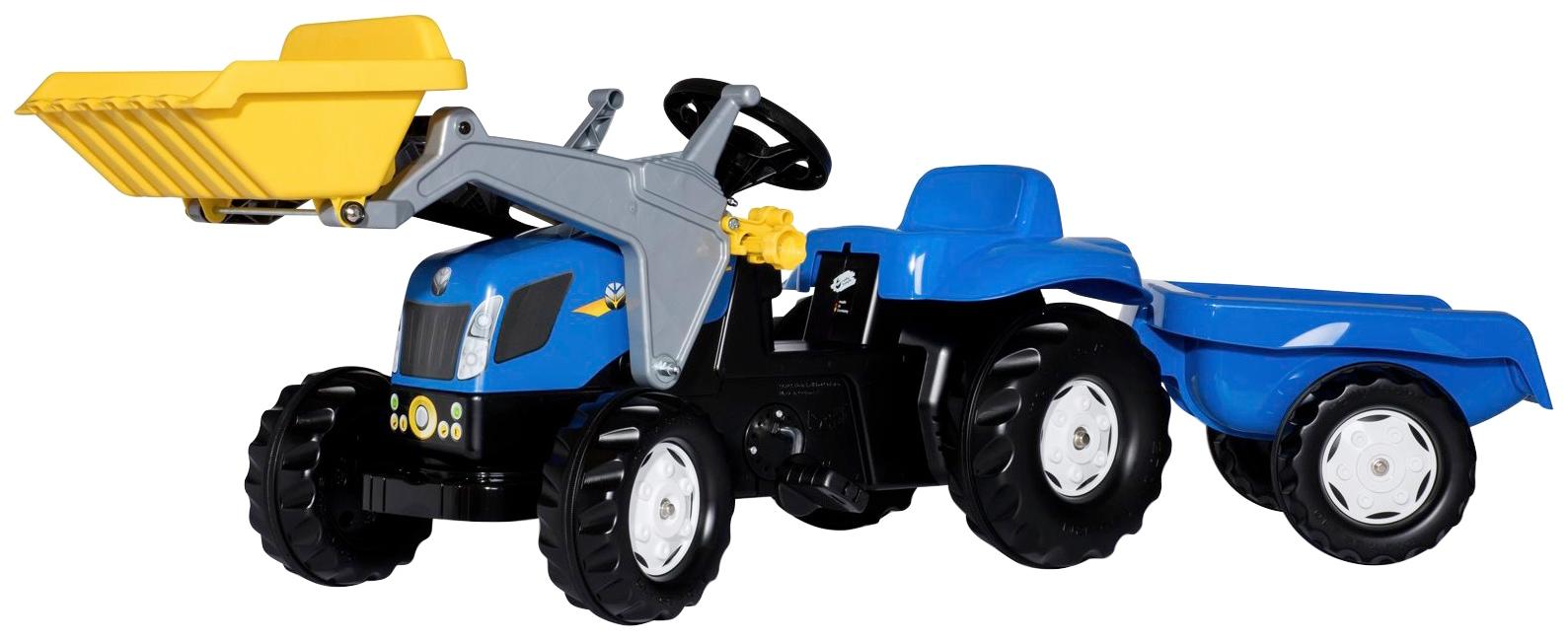 Tretfahrzeug ROLLY TOYS "rollyKid, NH T7040", blau, Tretfahrzeuge, KinderB:47cm H:55cm T:161cm, Kunststoff, Traktor mit Trailer und Lader, B:47cm