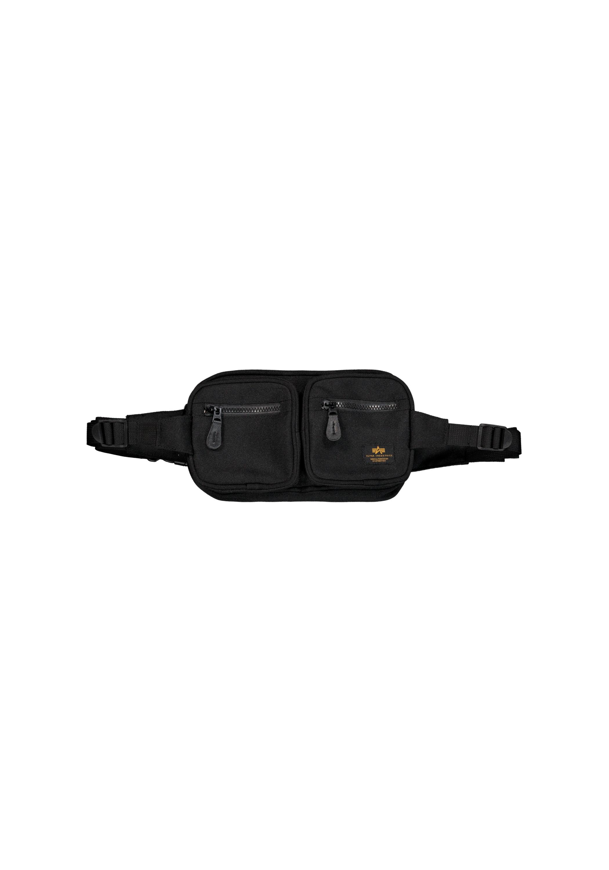 Gürteltasche ALPHA INDUSTRIES "Label Waist Bag", schwarz, Obermaterial: 100% Polyester. Futter: 100% Nylon, Taschen Gürteltasche