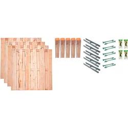 Bohlenzaun TETZNER & JENTZSCH "Lincoln 2", beige (naturbelassen), H:180cm, Holzwerkstoff, Zaunelemente, 4 Elemente, LxH: 765x180 cm