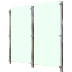 Zaun STAKET PRO, silber (silberfarben), H:191cm L:227cm, Edelstahl, Glas, Zaunelemente, Glaszaun, Gesamtlänge: 2,265 m, 3 Pfosten
