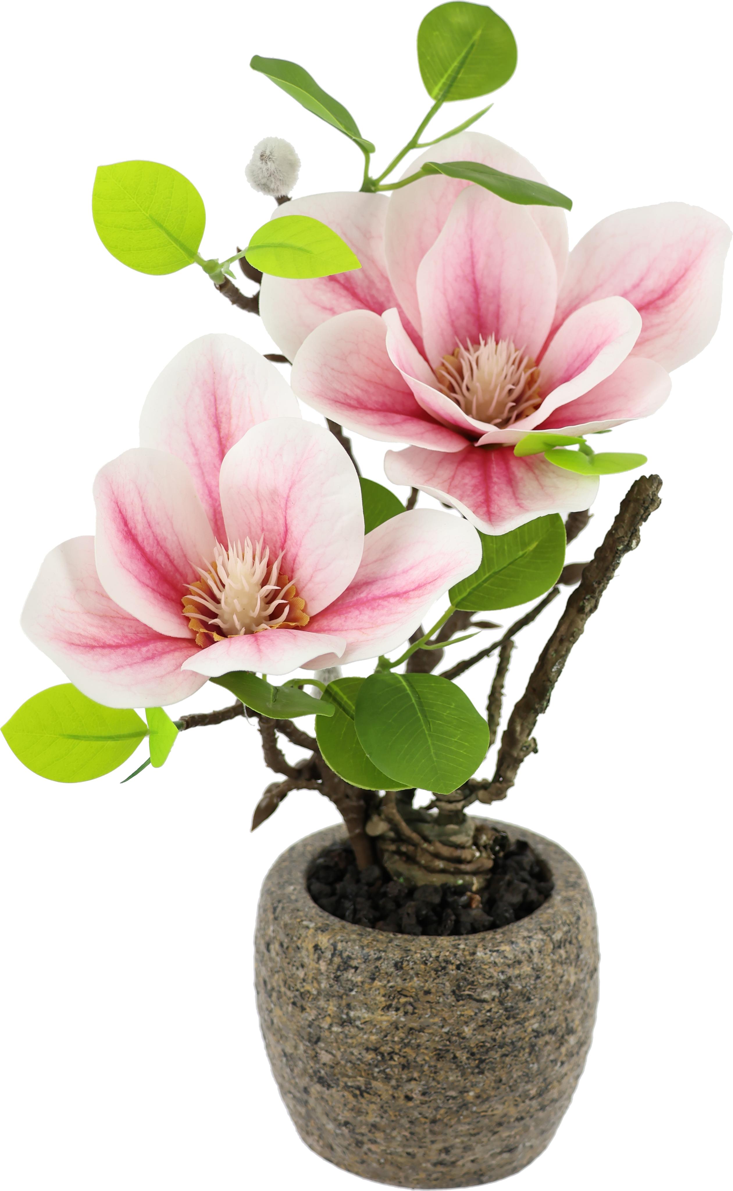 Kunstblume I.GE.A. "Magnolie im Topf", rosa, B:14cm H:33cm L:16cm, Polyester, Kunstpflanzen, Künstlich wie echt Deko Blume Zimmerpflanze Baum klein
