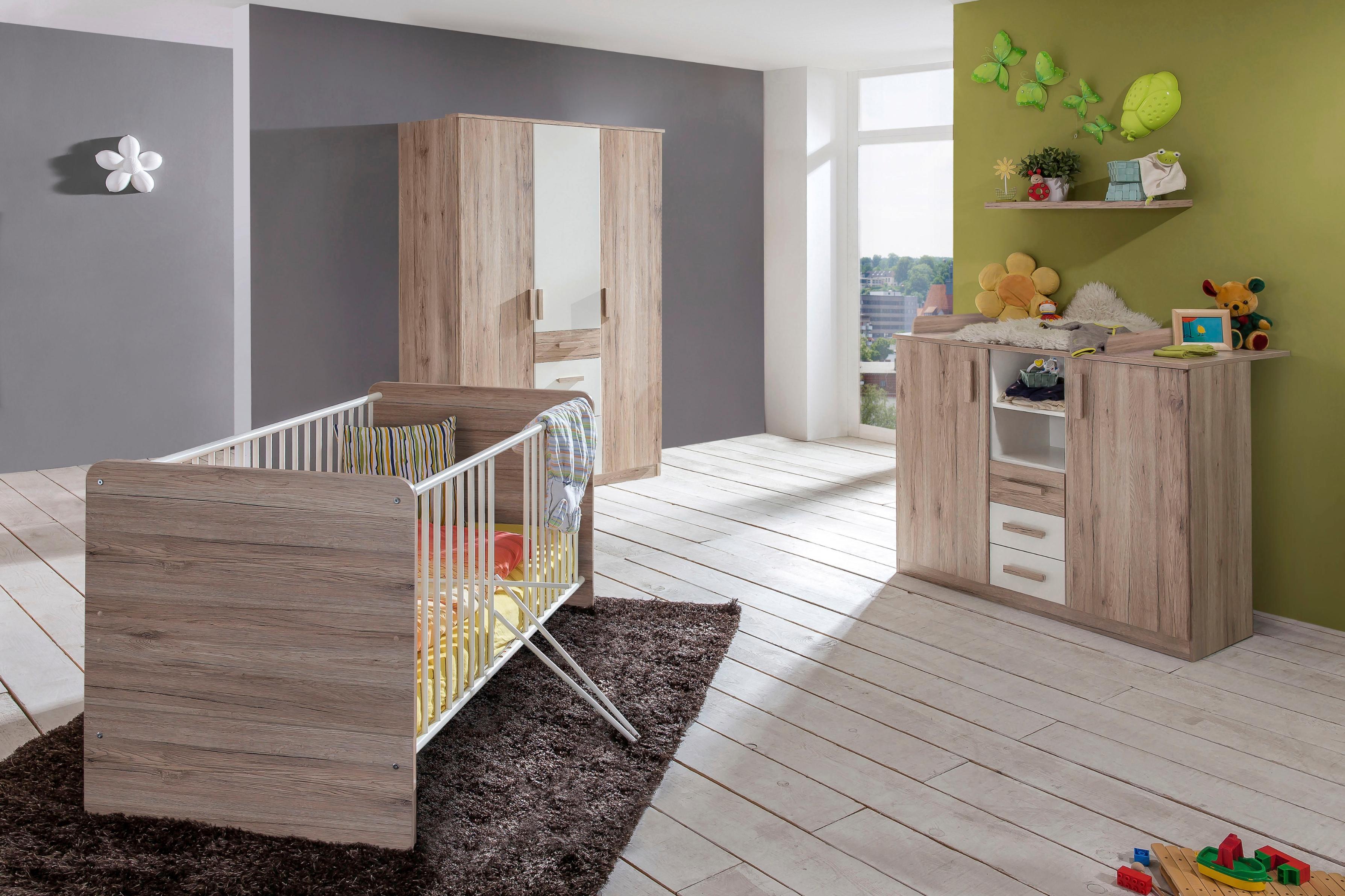 Babyzimmer-Komplettset WIMEX "Bergamo", weiß (san remo eiche nb, alpinweiß), B/H: 70cm x 140cm, Holzwerkstoff, Schlafzimmermöbel-Sets, Bett +