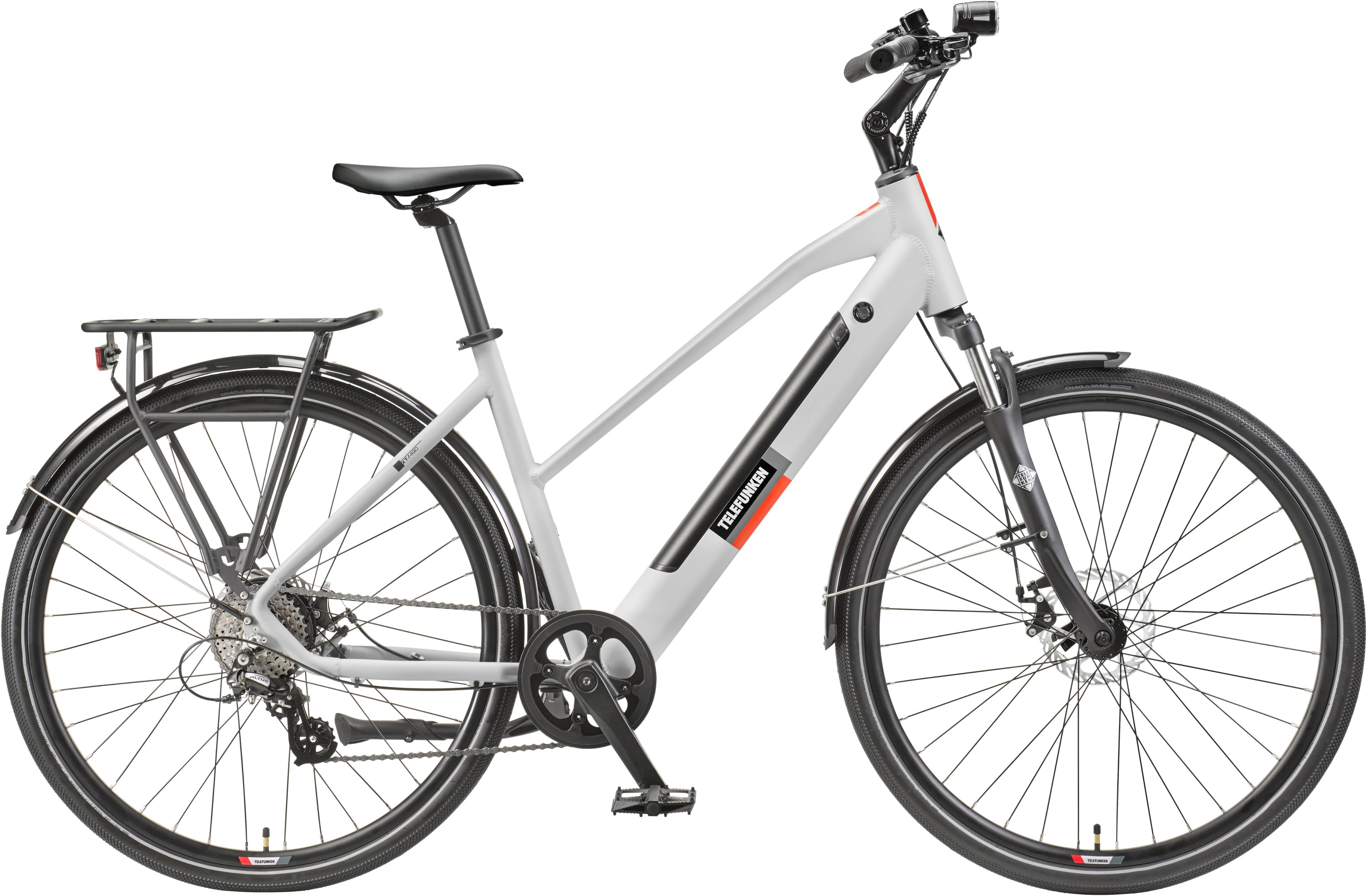 E-Bike TELEFUNKEN "E-Trekking Expedition XT490 Damen" Gr. 48, schwarz (kreide, schwarz), Elektrofahrräder, 48cm, 28 Zoll (71,12cm), Pedelec,