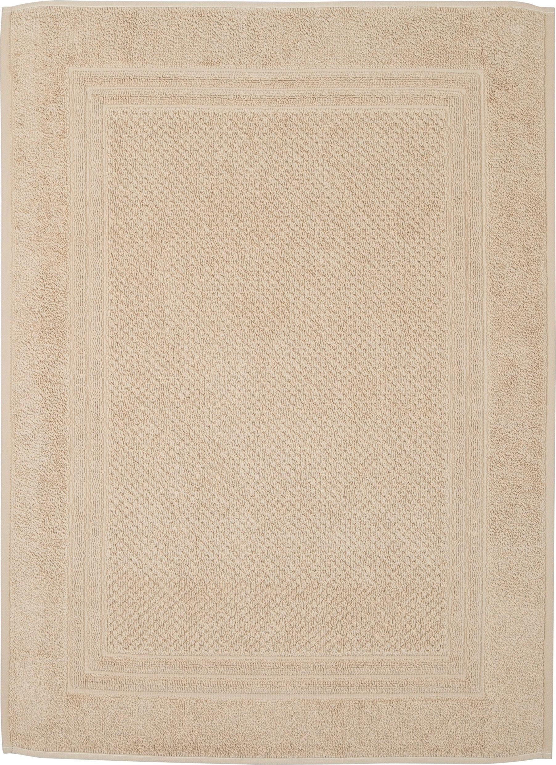 Duschmatte ROSS "Unifond", beige (natur), H:1mm, Baumwolle, Badematten, Uni mit Bordüre, Badezimmerteppich, waschbar