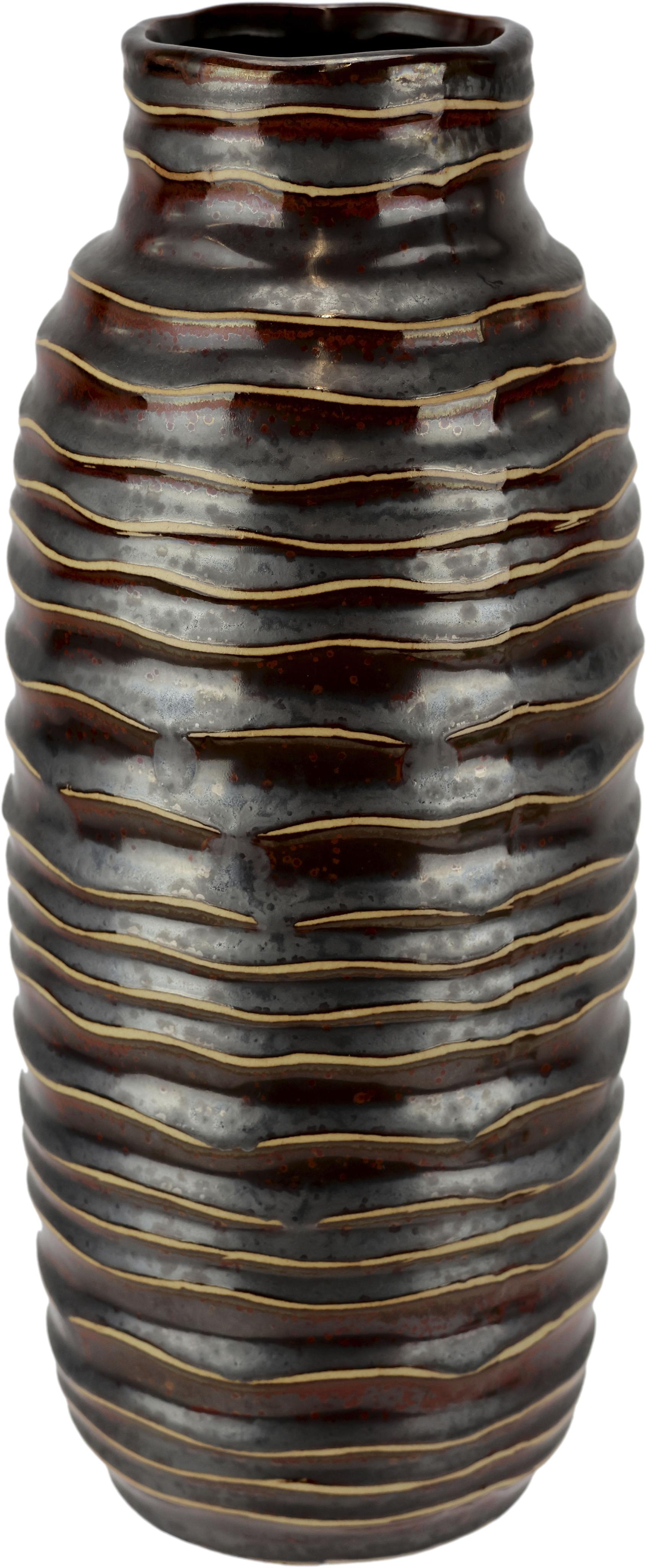 Dekovase I.GE.A. "Vase aus Keramik", braun, B:12cm H:29cm, Keramik, Vasen, Dekovase Blumenvase Modern für Tischdeko Tischvase Deko Trockenblume