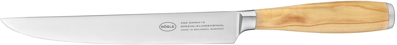 Fleischmesser RÖSLE "Artesano", braun (holzfarben, silberfarben), Klingenlänge 20cm, Olivenholz, Spezialklingenstahl, Kochmesser, Fleischmesser,