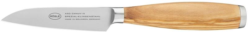 Gemüsemesser RÖSLE "Artesano", braun (holzfarben, silberfarben), Klingenlänge 9cm, Olivenholz, Spezialklingenstahl, Kochmesser, für Obst und