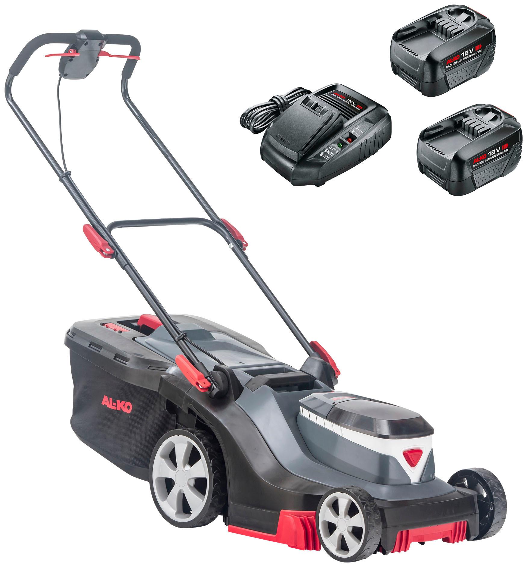 Akkurasenmäher AL-KO “HOME AND GARDEN COMPATIBLE 38.2 Li Comfort”, grau, Rasenmäher, 38 cm Schnittbreite, inkl. 2 Akkus und Ladegerät