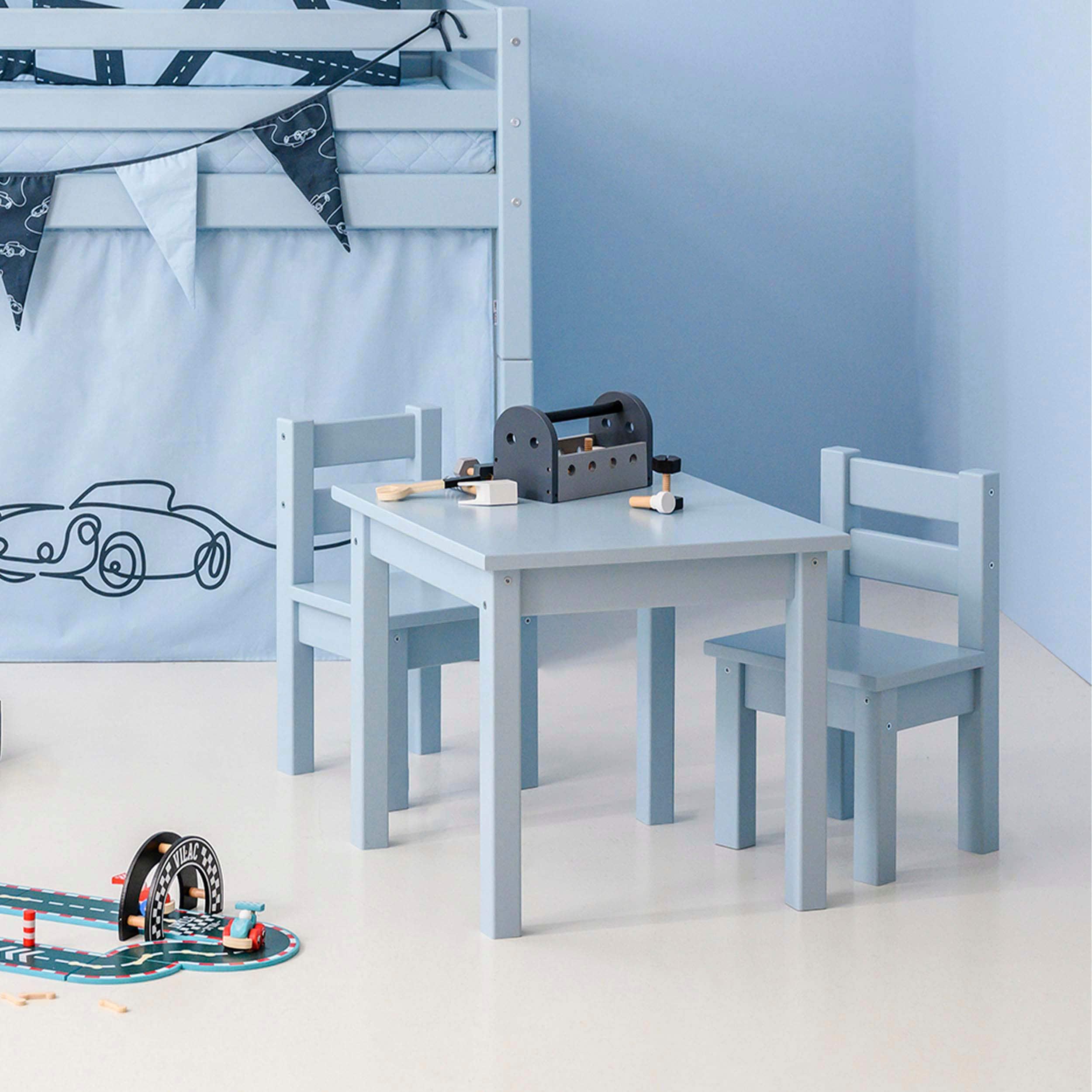 Kindersitzgruppe HOPPEKIDS "MADS Kindersitzgruppe", blau, FSC-zertifiziertes Kiefernholz und MDF. Lack auf Wasserbasis ohne schädliche Substanzen und