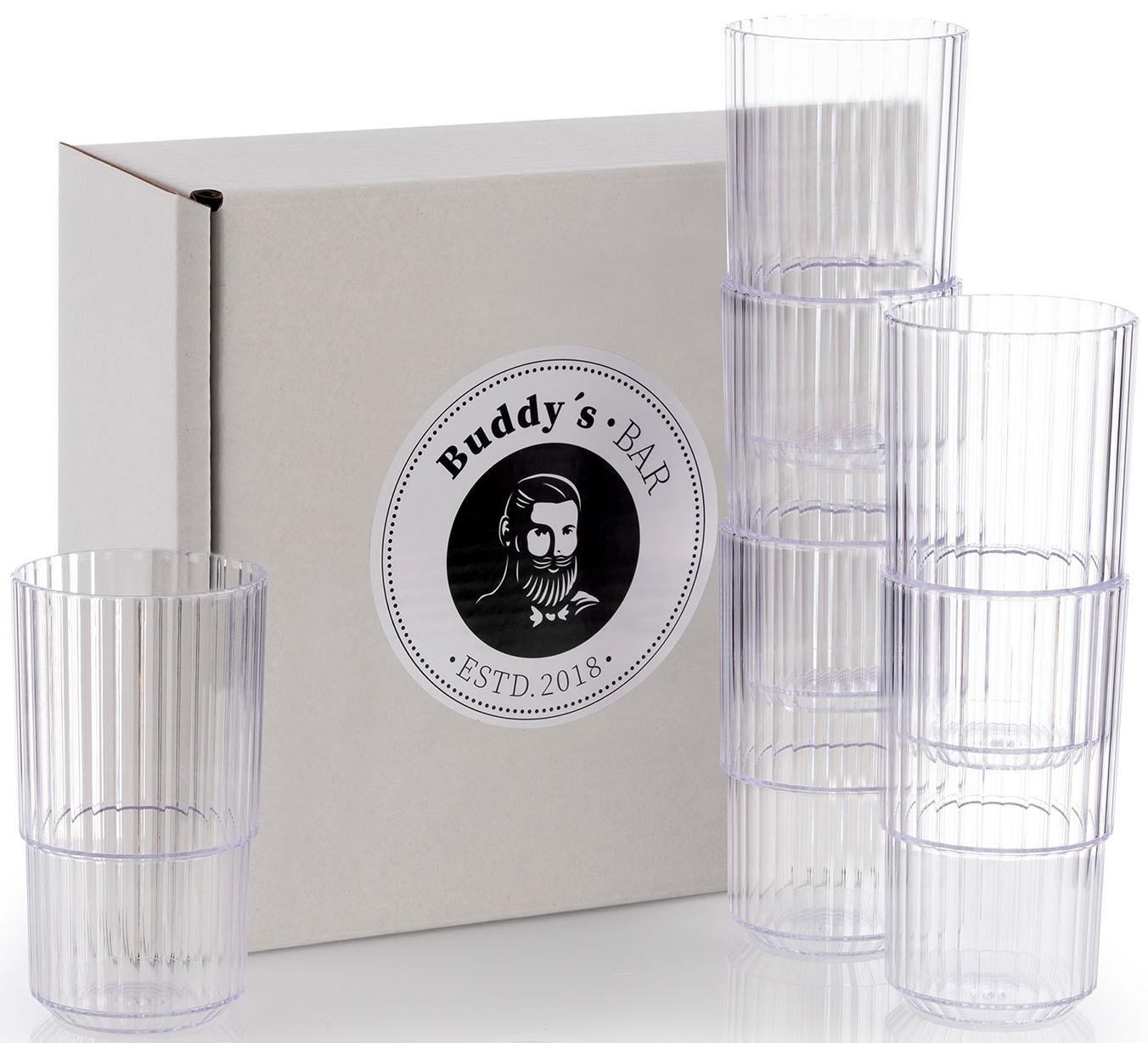 Becher BUDDY'S, transparent, H:15cm, Kunststoff, Trinkgefäße, Becher, 500 ml, 6-teilig