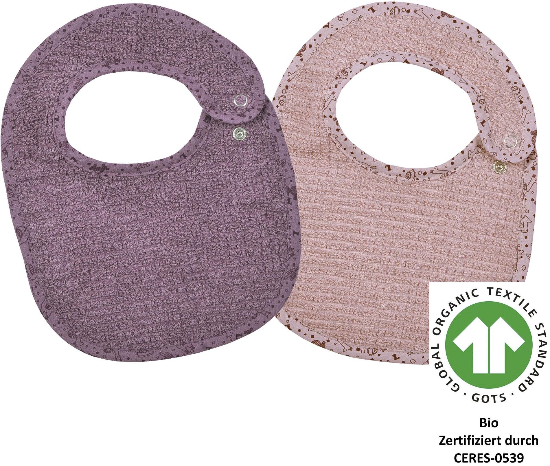 Lätzchen WÖRNER "at home Druckknopflatz 22x29 cm 2er Set", Baby, rosa, Baumwolle, Lätzchen, Biobaumwolle, maschinenwaschbar, trocknergeeignet