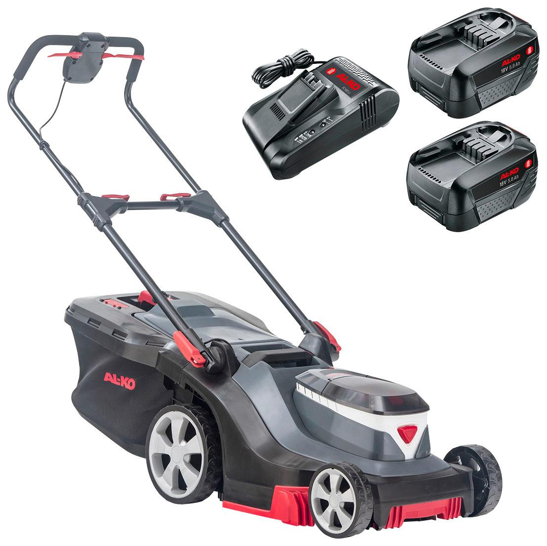 Akkurasenmäher AL-KO “HOME AND GARDEN COMPATIBLE 382 Li Premium”, grau, Rasenmäher, 38 cm Schnittbreite, inkl. 2 Akkus und Ladegerät