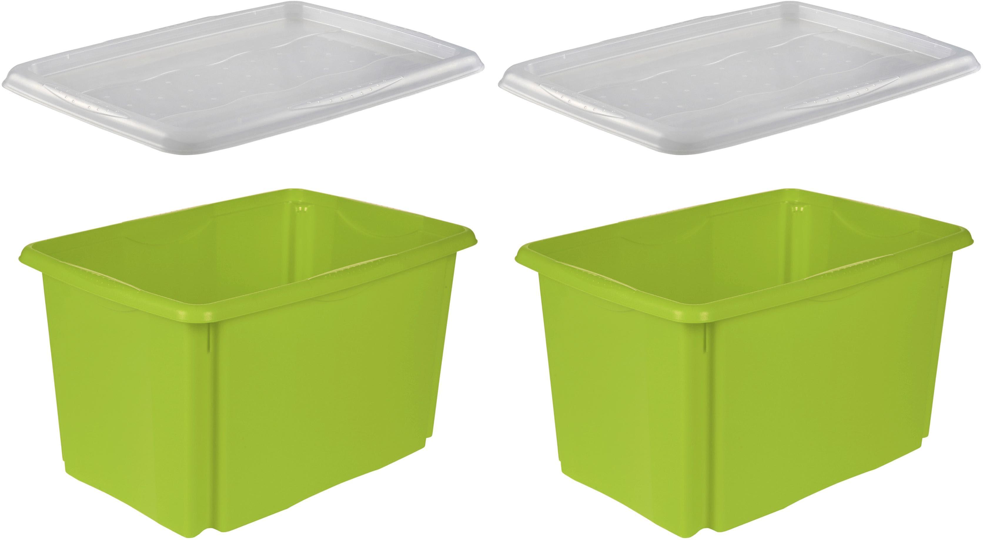 Aufbewahrungsbox KEEEPER "emil", grün, B:39cm H:29,5cm T:54,5cm, Kunststoff, Aufbewahrungsboxen, Aufbewahrungsbox, 45 L, mit Deckel, hochwertiger