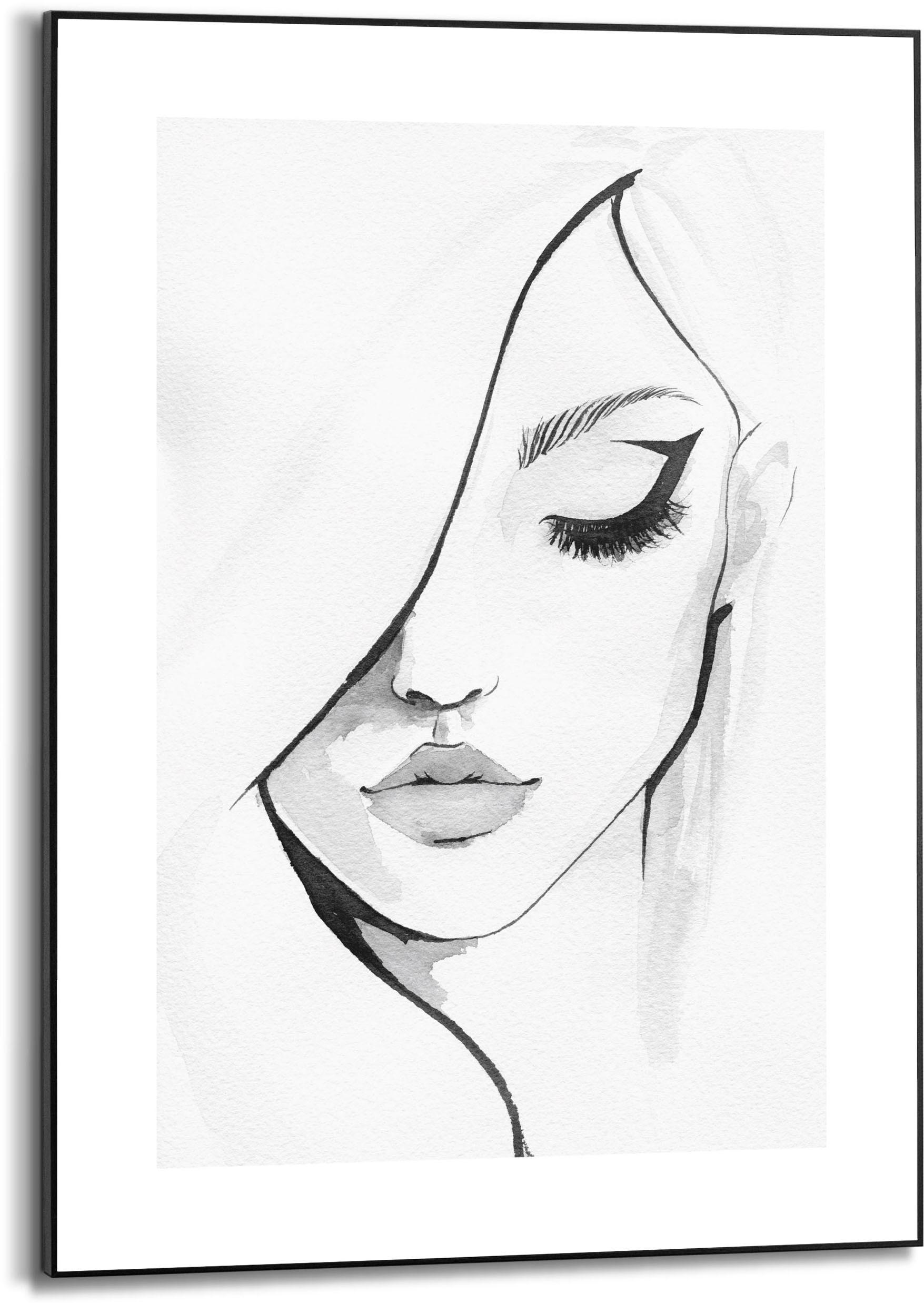 Bild mit Rahmen REINDERS "Female", schwarz (farbe bild(er): schwarz, weiß), B:50cm H:70cm T:1,6cm, MDF, Bilder