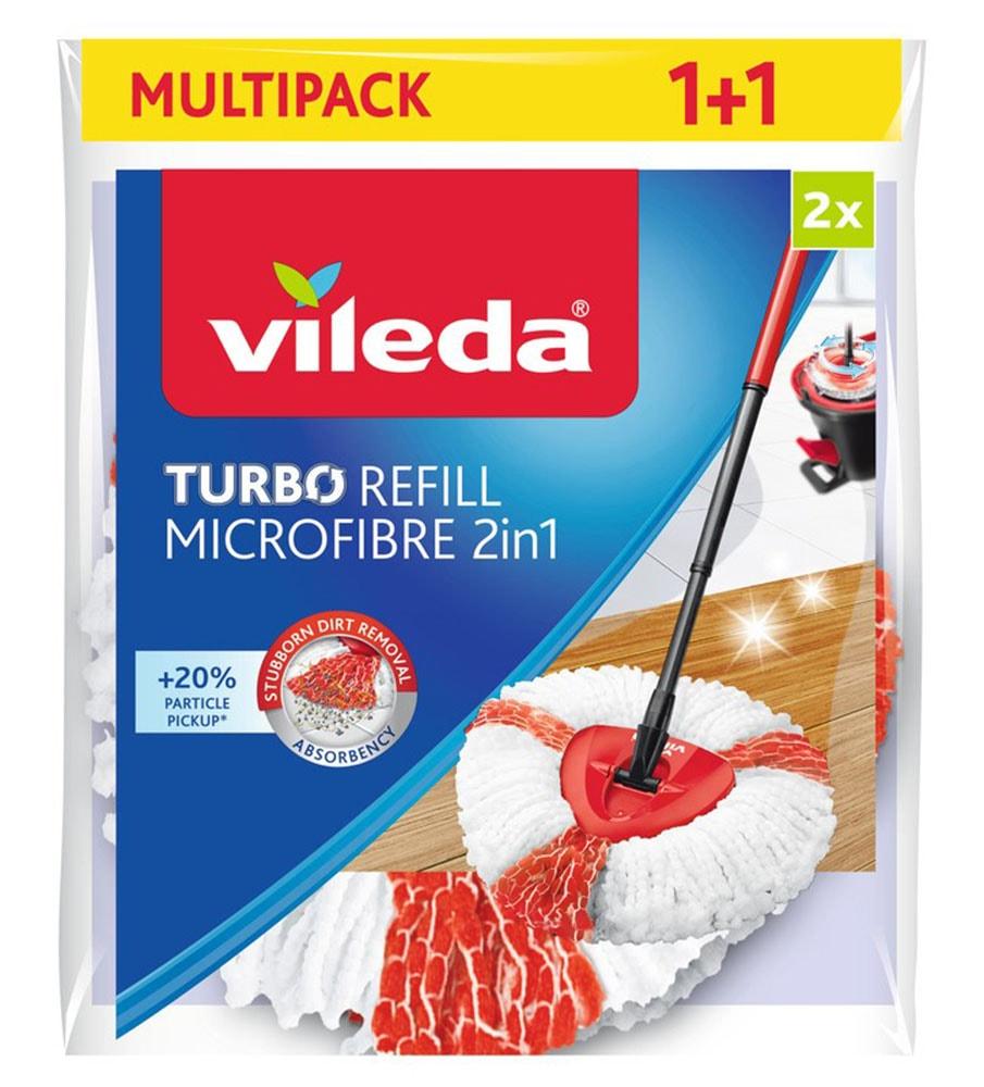 Wischbezug VILEDA "Vileda TURBO Refill Microfibre 2in1 Ersatzkopf Doppelpack", rot (weiß, rot), B:27cm H:30mm T:7cm, gewirkt, Mikrofaser,