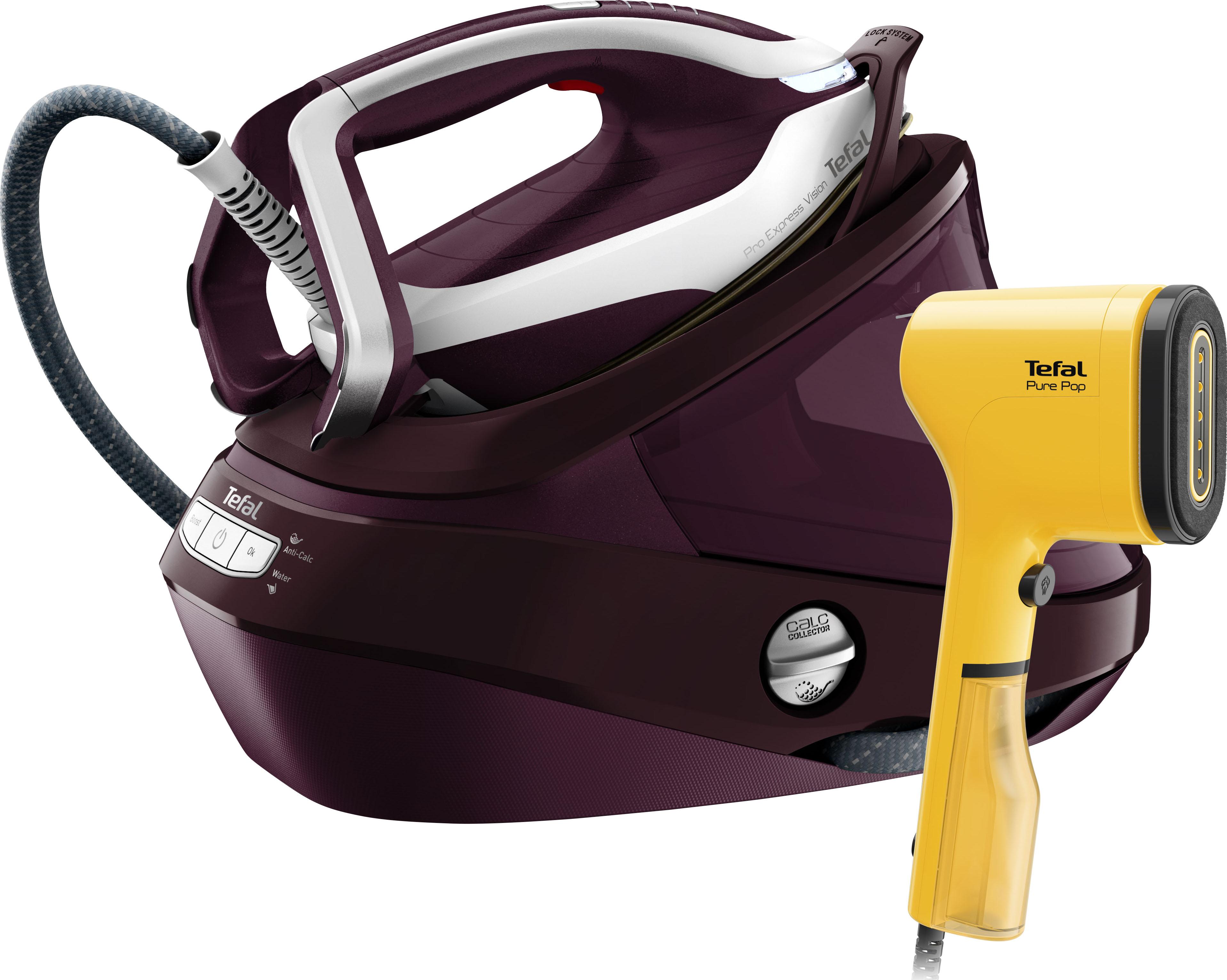 TEFAL Dampfbügelstation "Pro Express Vision, inklusive Dampfbürste DT2026, Smart LED-Leuchte", rot (rot, weiß), Dampfbügelstationen, 8,3 Bar, 180