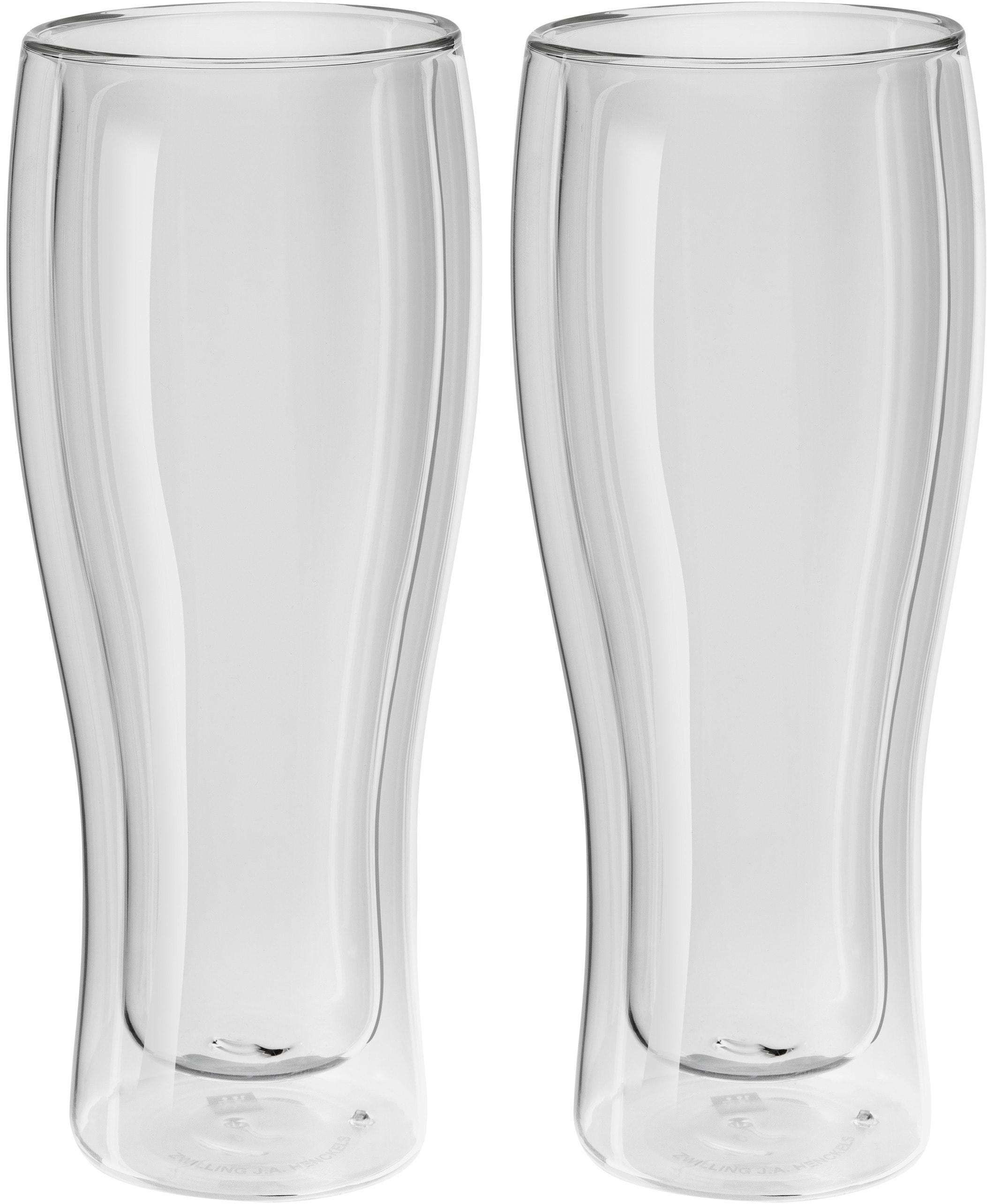 Bierglas ZWILLING "Sorrento Bar", transparent, B:8,4cm H:20cm, Borosilikatglas, Trinkgefäße, Doppelwandig, Borosilikatglas, 2-tlg., je 410 ml