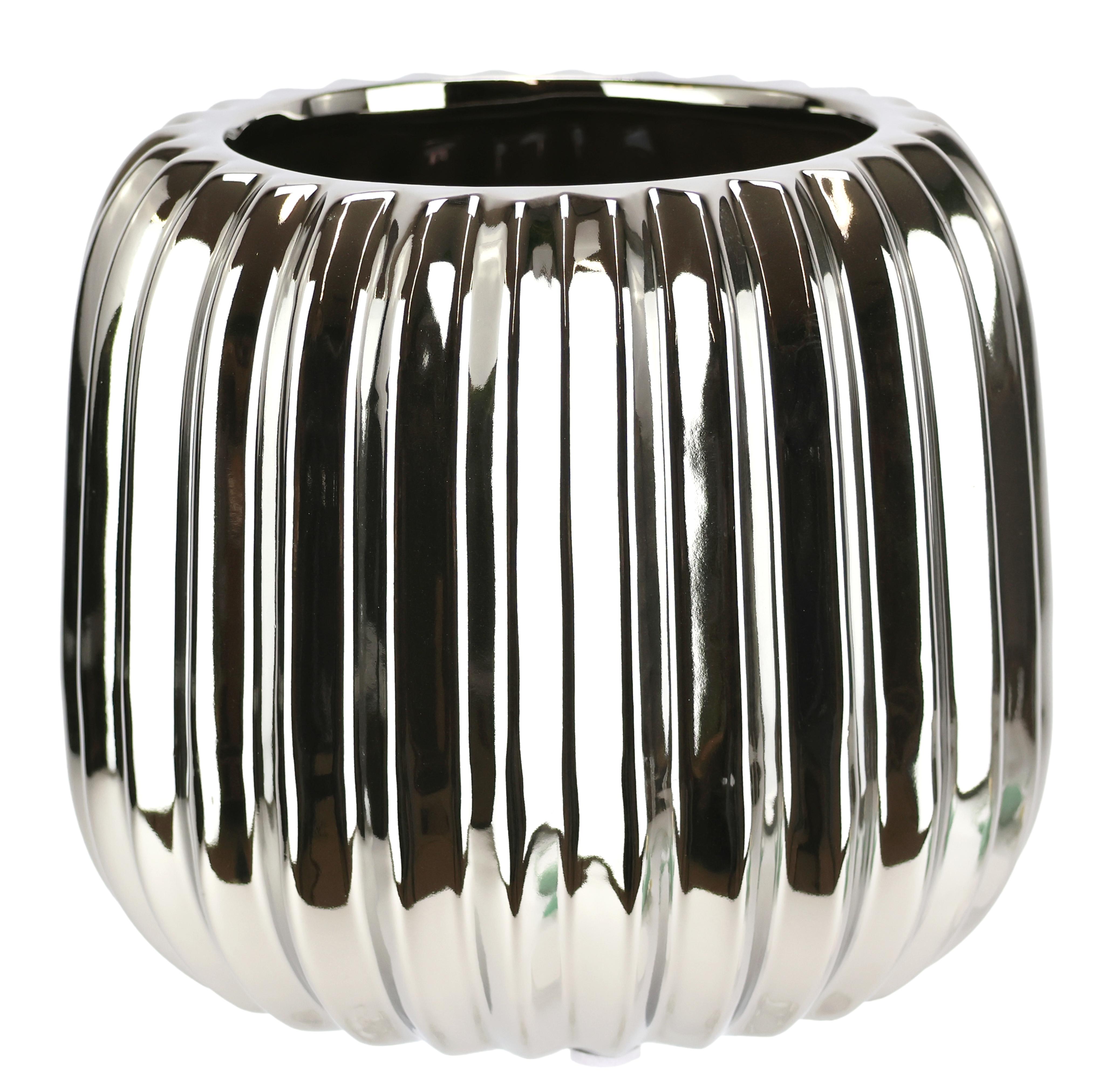 Dekovase I.GE.A. "Vase aus Keramik", silber, B:13cm H:11cm, Keramik, Vasen, Dekovase Blumenvase Modern für Tischdeko Tischvase Deko Trockenblume