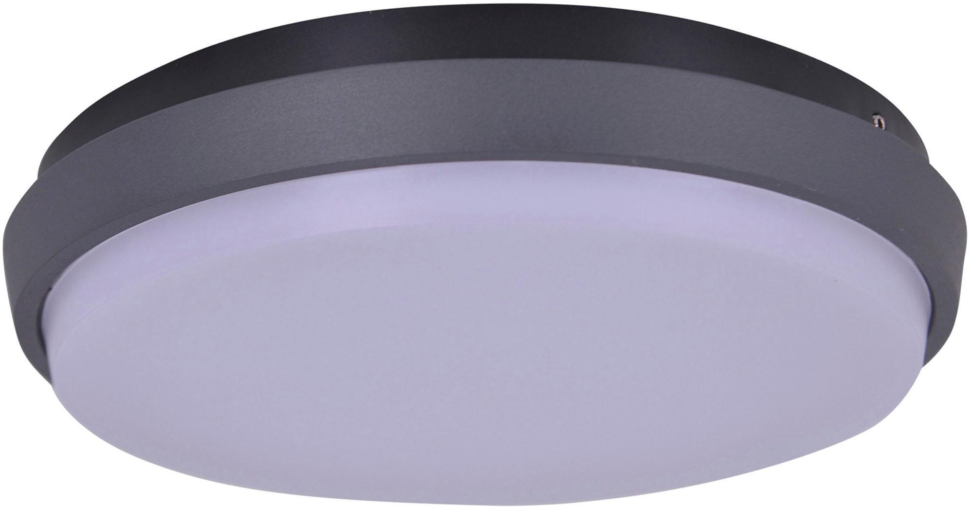 Außen-Wandleuchte NÄVE "LED Außenwandleuchte IP54 "Mio" d:27cm", weiß (weiß satiniert, anthrazit), B:27cm H:5,3cm L:27cm, Leuchten,