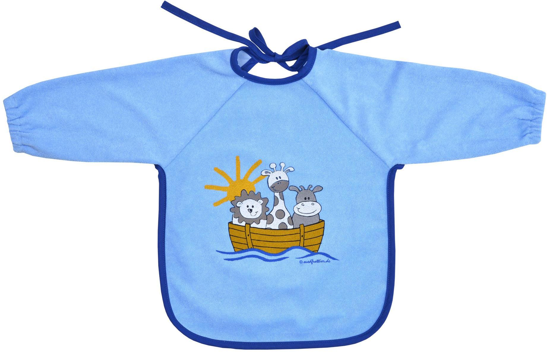 Lätzchen WÖRNER "Arche hellblau Ärmellätz beschichtet", Baby, blau (hellblau), Obermaterial: 100% Baumwolle, Lätzchen, mit Ärmeln, beschichtet,