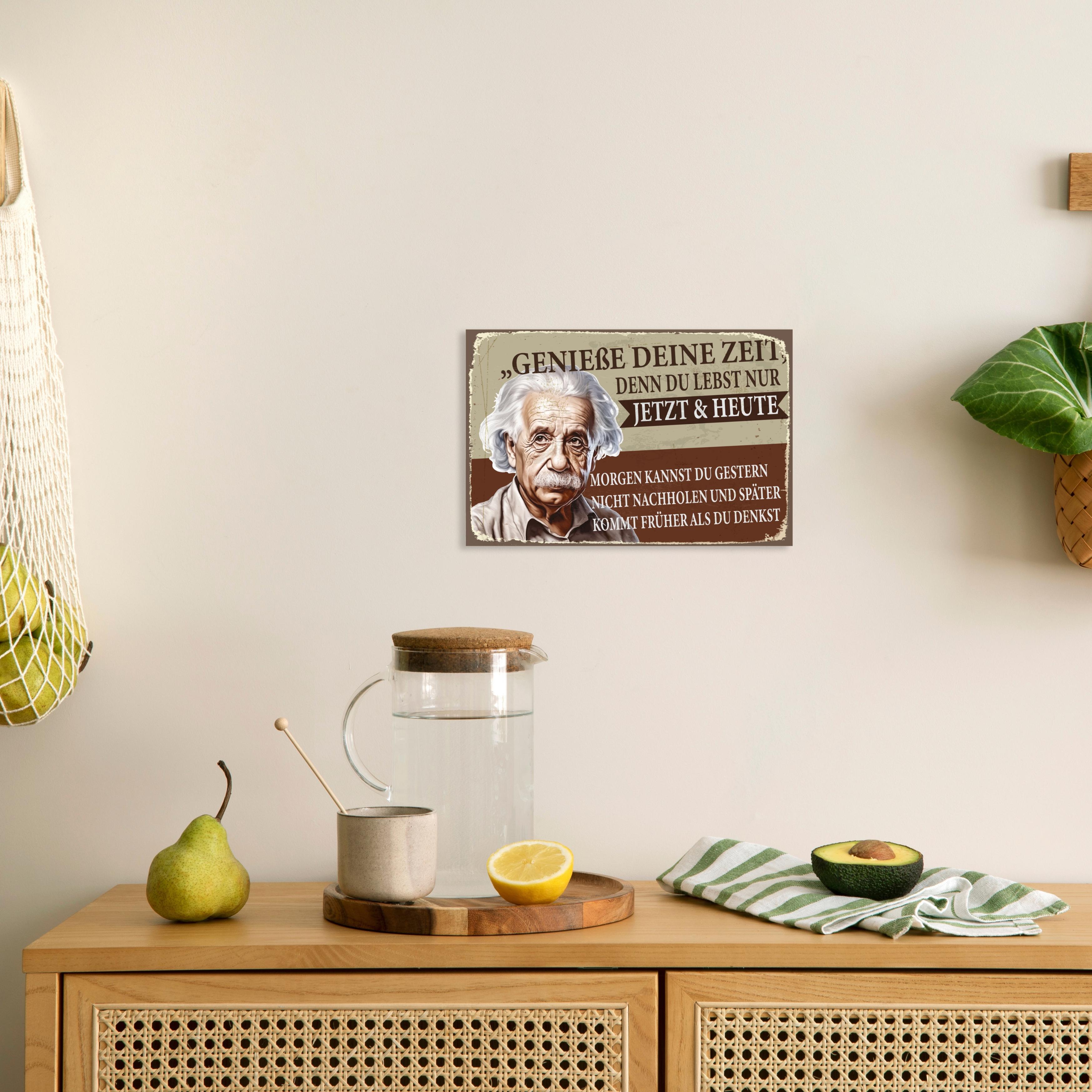 Alu-Dibond-Druck QUEENCE "A. Einstein", braun (farbe bild(er): braun), B:30cm H:20cm T:0,2cm, Alu Dibond, Bilder, Einstein, Sprüche und Texte, Schild