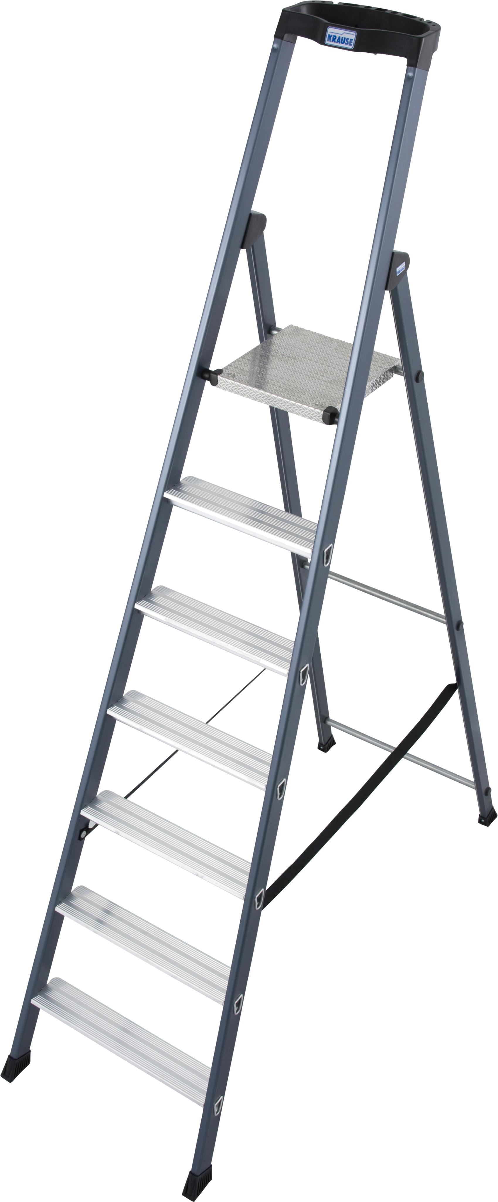 Stehleiter KRAUSE "SePro S", grau (anthrazit), B:53cm H:13cm L:230cm, Aluminium, Leitern, Alu eloxiert, 1x7 Stufen, Arbeitshöhe ca. 350 cm