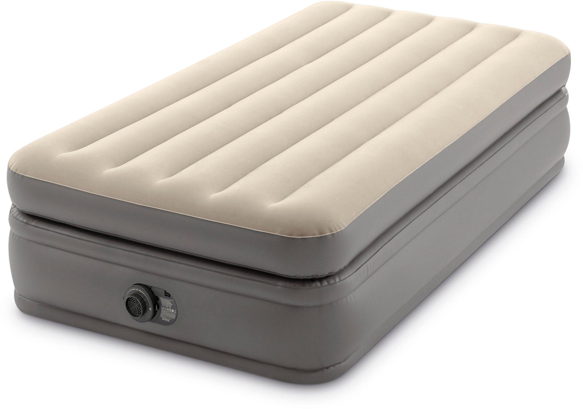 Luftbett INTEX "DuraBeam PrimeComfort Twin mit 220V Pumpe" Gr. 99, grau (grau, beige), Luftbetten, B/H/L: 99cm x 51cm x 191cm, Kunstfaser, PVC, B:99cm