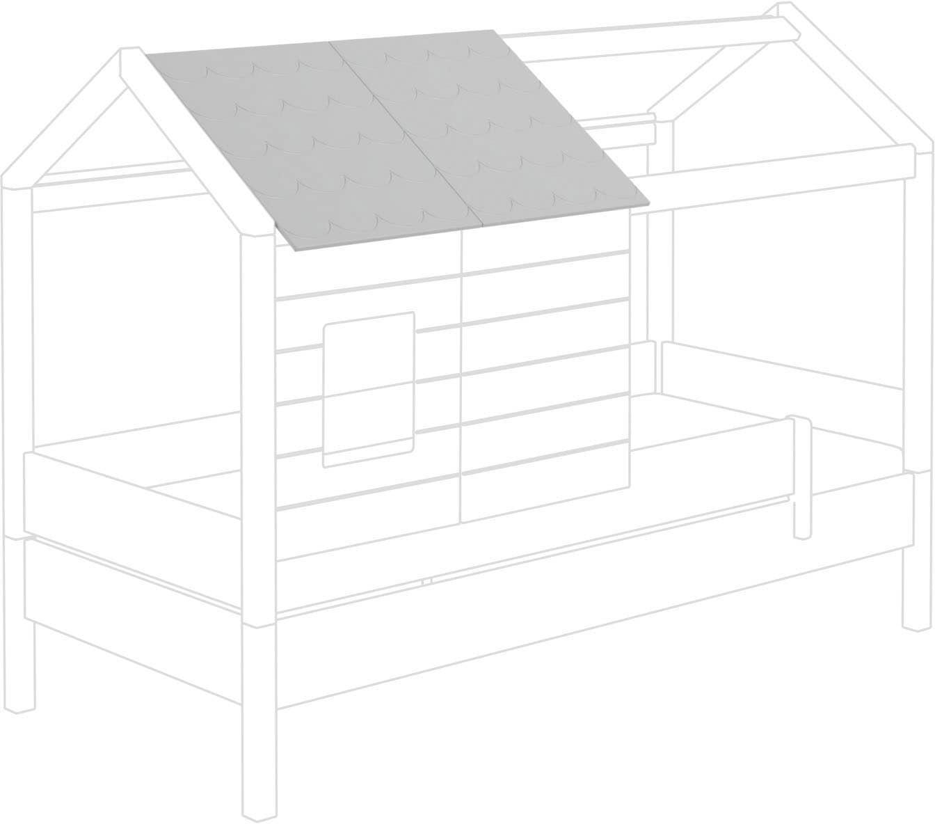 Spielbett-Dachelement PAIDI "TINY HOUSE", grau (kieselgrau), B:0,49m L:0,65m, MDF, Dachpappen, individuell verstellbar, patentierter