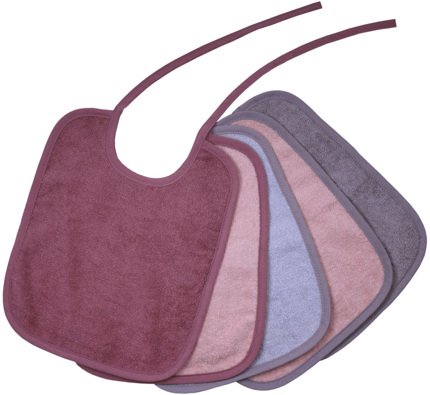 Lätzchen WÖRNER "Bindelätzchen 5er Pack 25x30 cm", Baby, rosa (altrosa), Obermaterial: 100% Baumwolle, Lätzchen, großes Set, maschinenwaschbar,