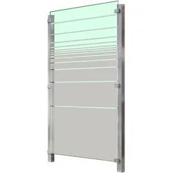 Zaun STAKET PRO, silber (silberfarben), Pfosten: 2 Stk., Edelstahl, Glas, Zaunelemente, Glaszaun, Gesamtlänge: 1,115 m, 2 Pfosten